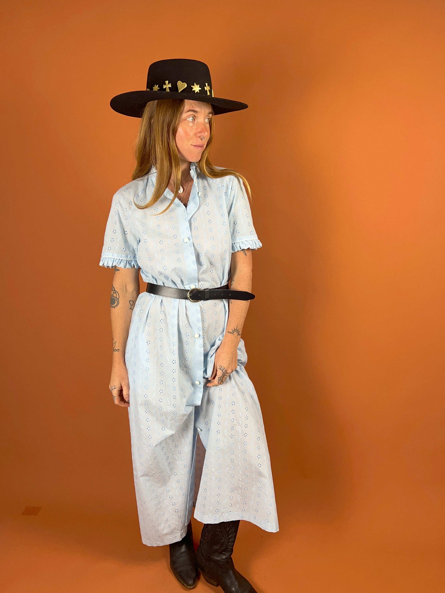 VTG 80's/90's Cotton Anglaise Maxi Dress 10