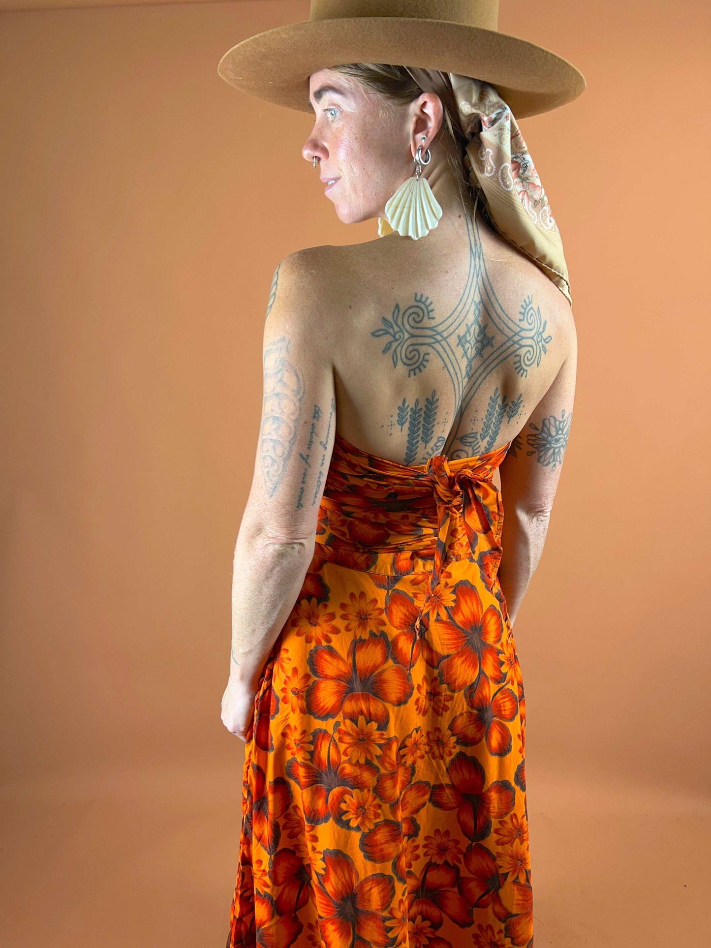 VTG 60's Hibiscus Maxi Dress 8-10