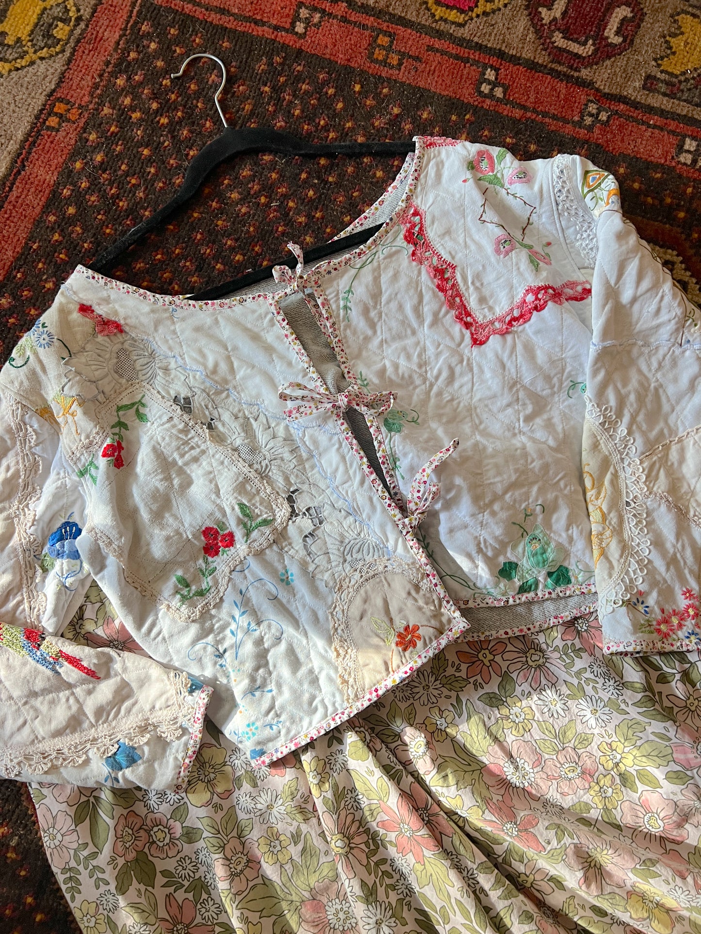 SECOND SHINE SLOW FASHION Up-Cycled Tea Towel & Tablecloth Jacket 8-12