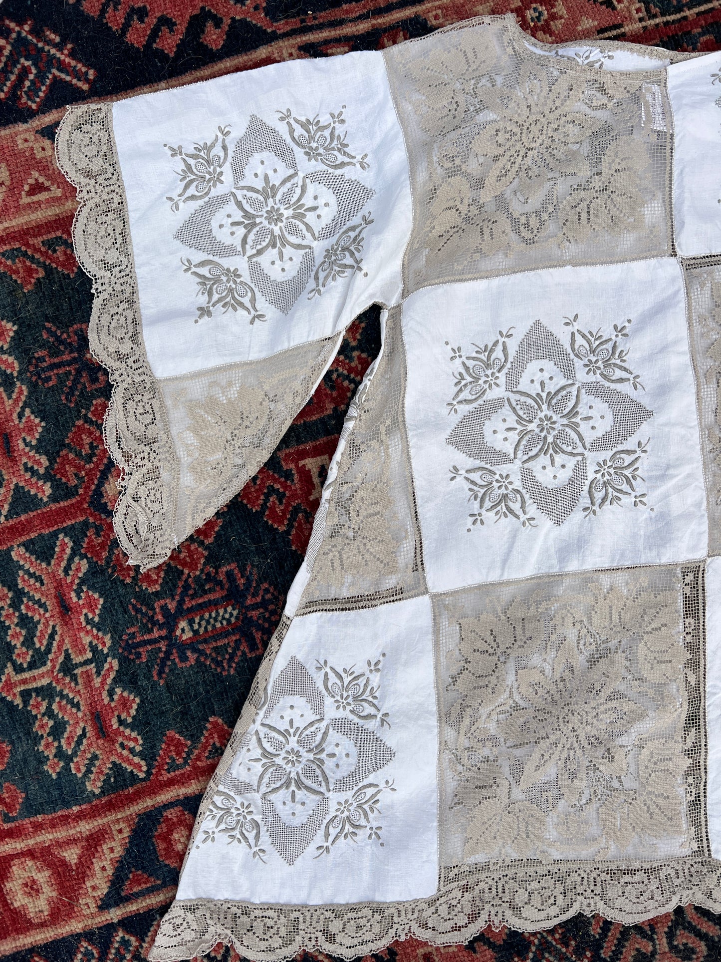 SECOND SHINE SLOW FASHION Vintage Linen & Lace Tablecloth Dress OS