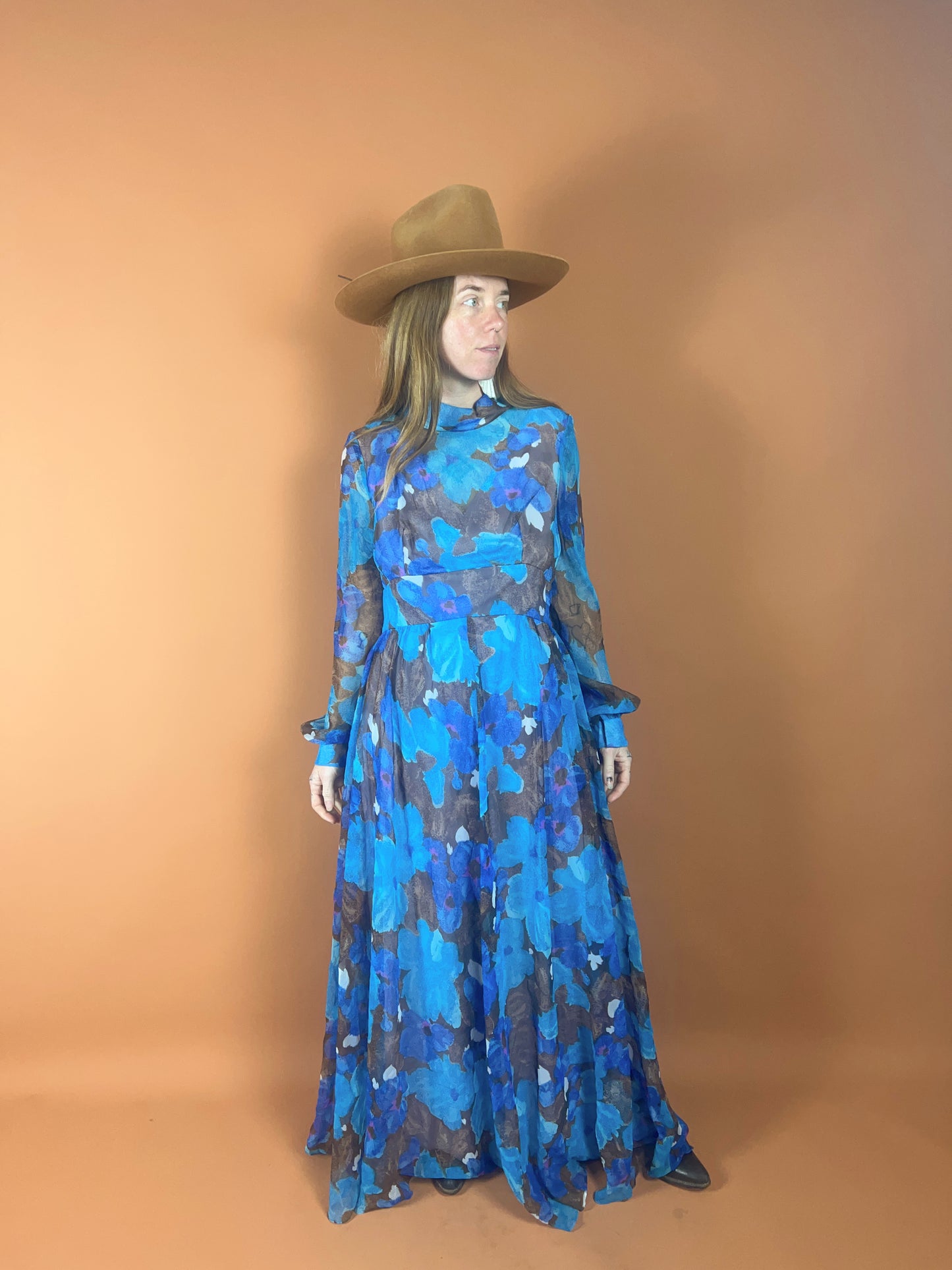 VTG 60’s Floral Maxi Dress 12-14