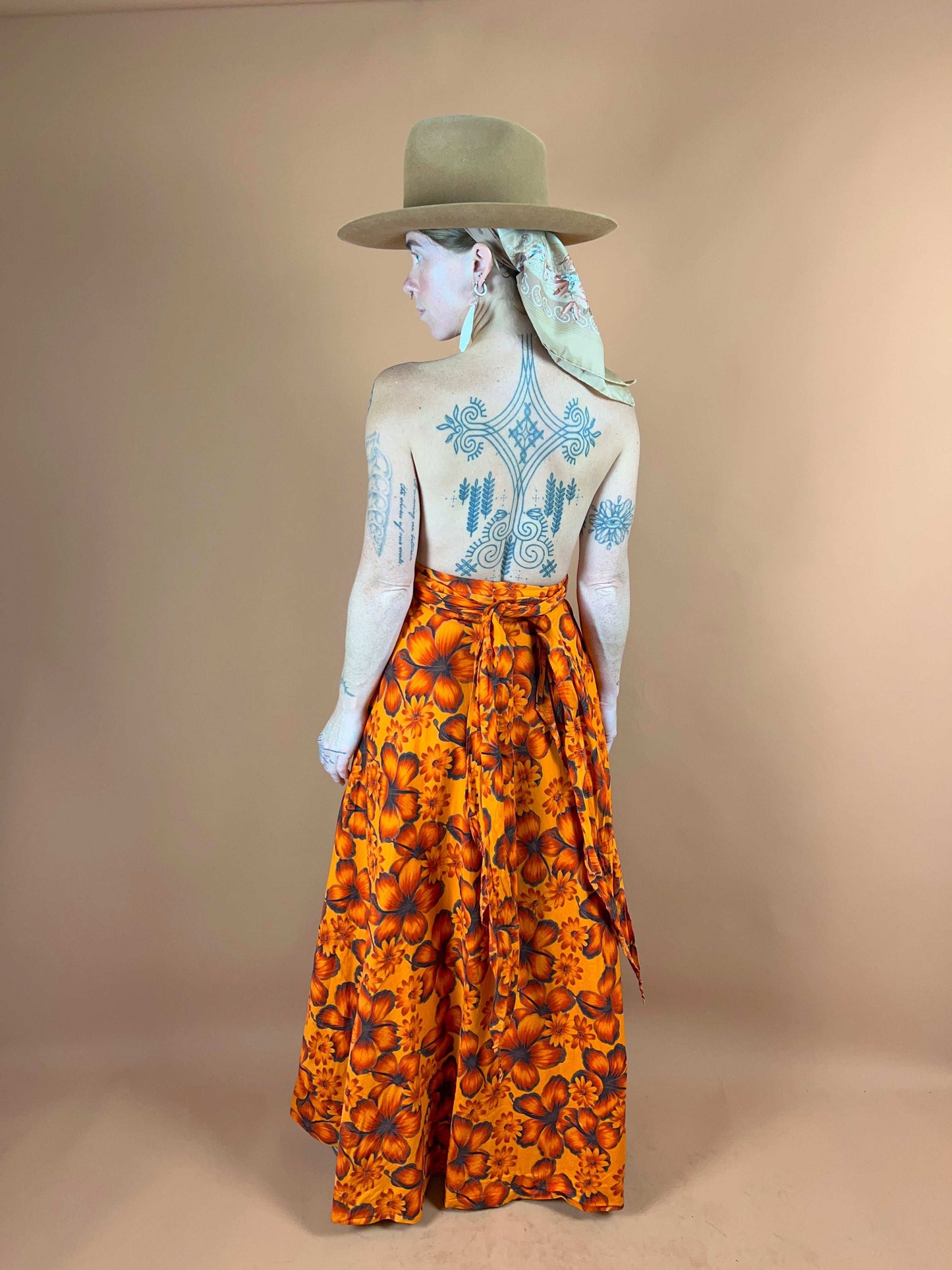 VTG 60's Hibiscus Maxi Dress 8-10