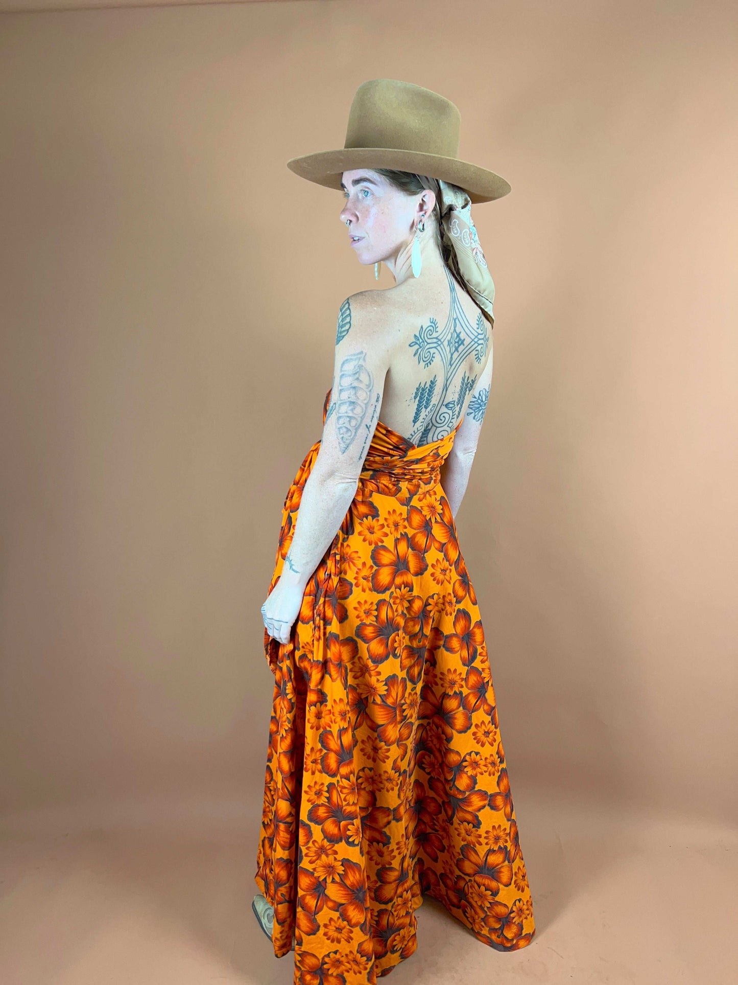 VTG 60's Hibiscus Maxi Dress 8-10