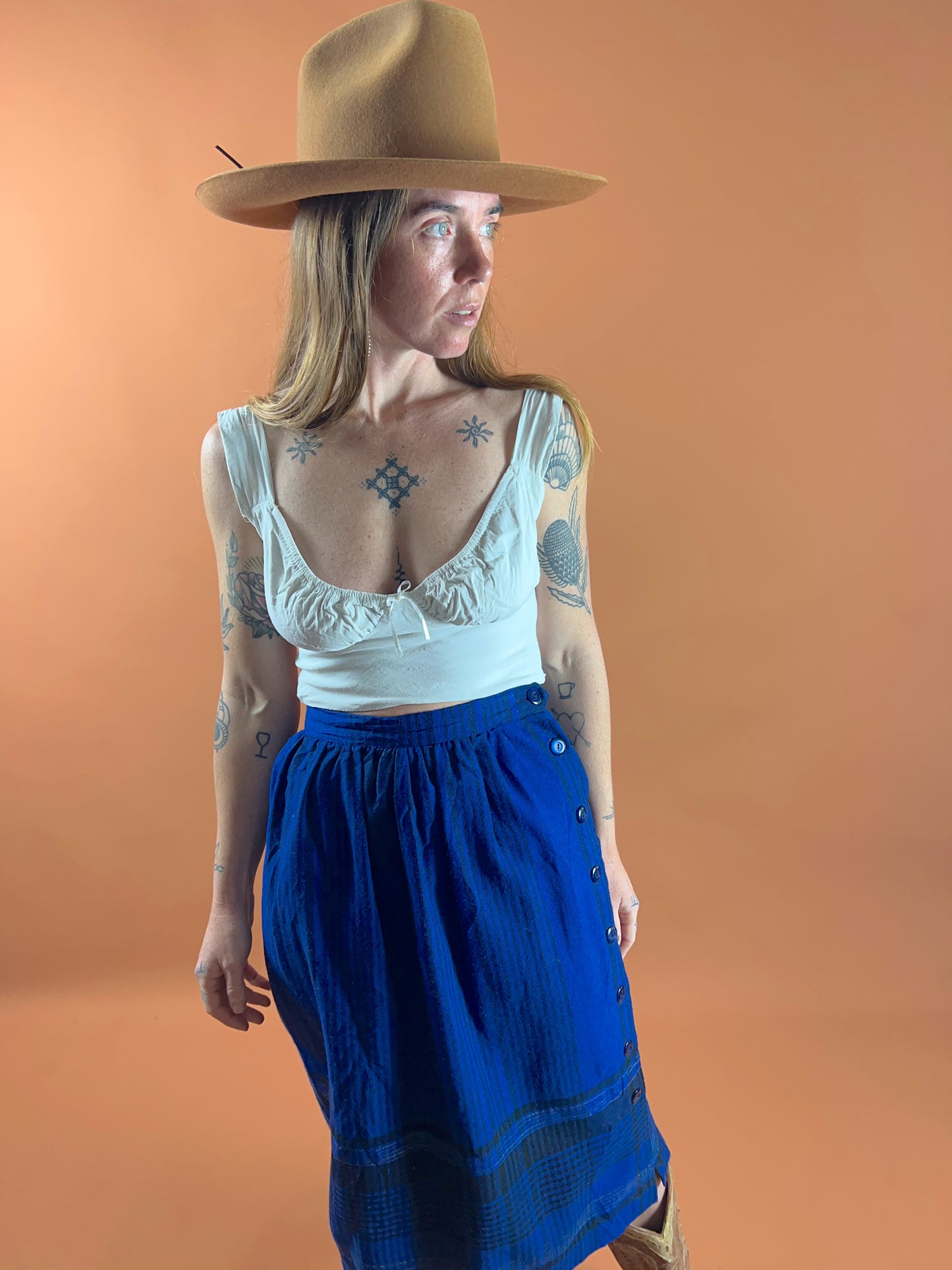 VINTAGE 70’s Checkered Midi Skirt 8