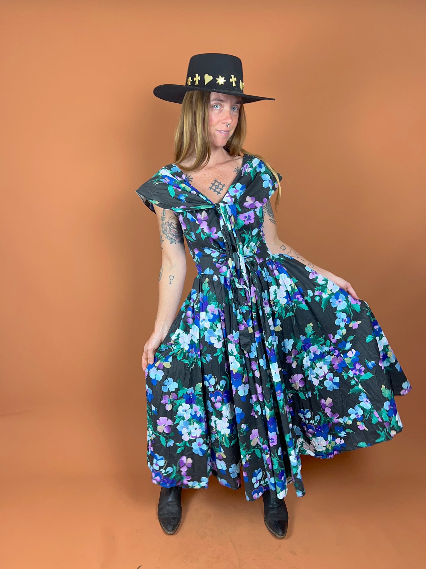 VTG 50's/60's Cotton Maxi Dress 12