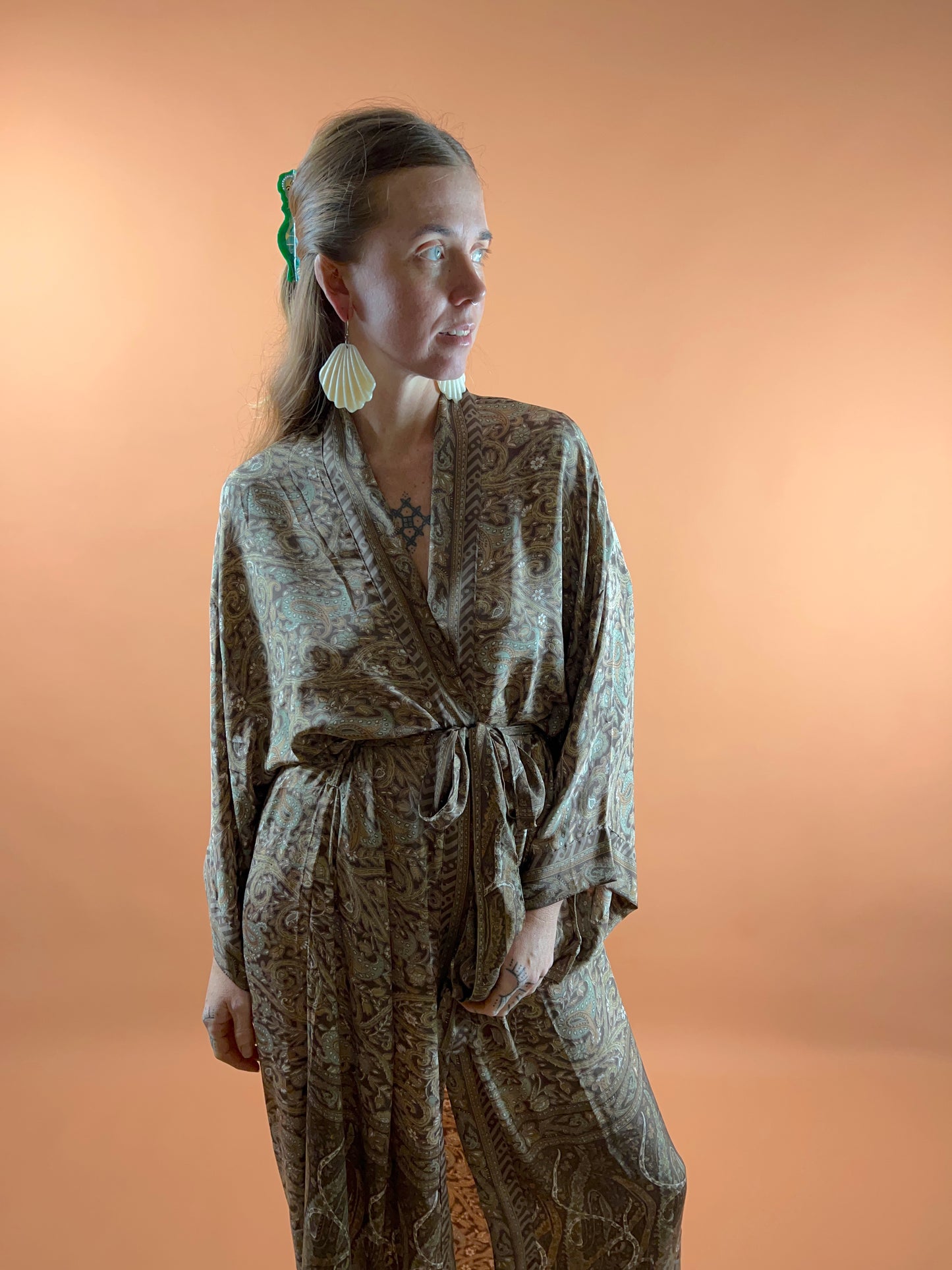 UPCYCLED Indian Silk Robe OS