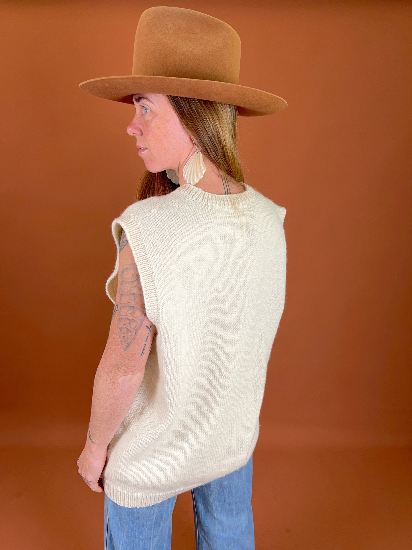 VINTAGE 80's Wool Blend Knit Vest 14