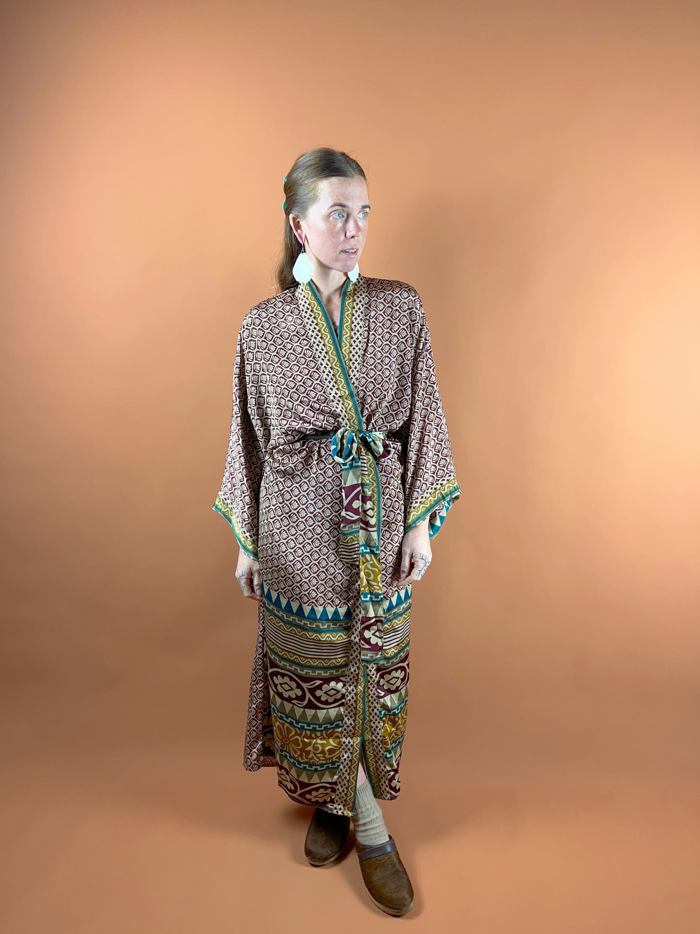 UPCYCLED Indian Silk Robe OS