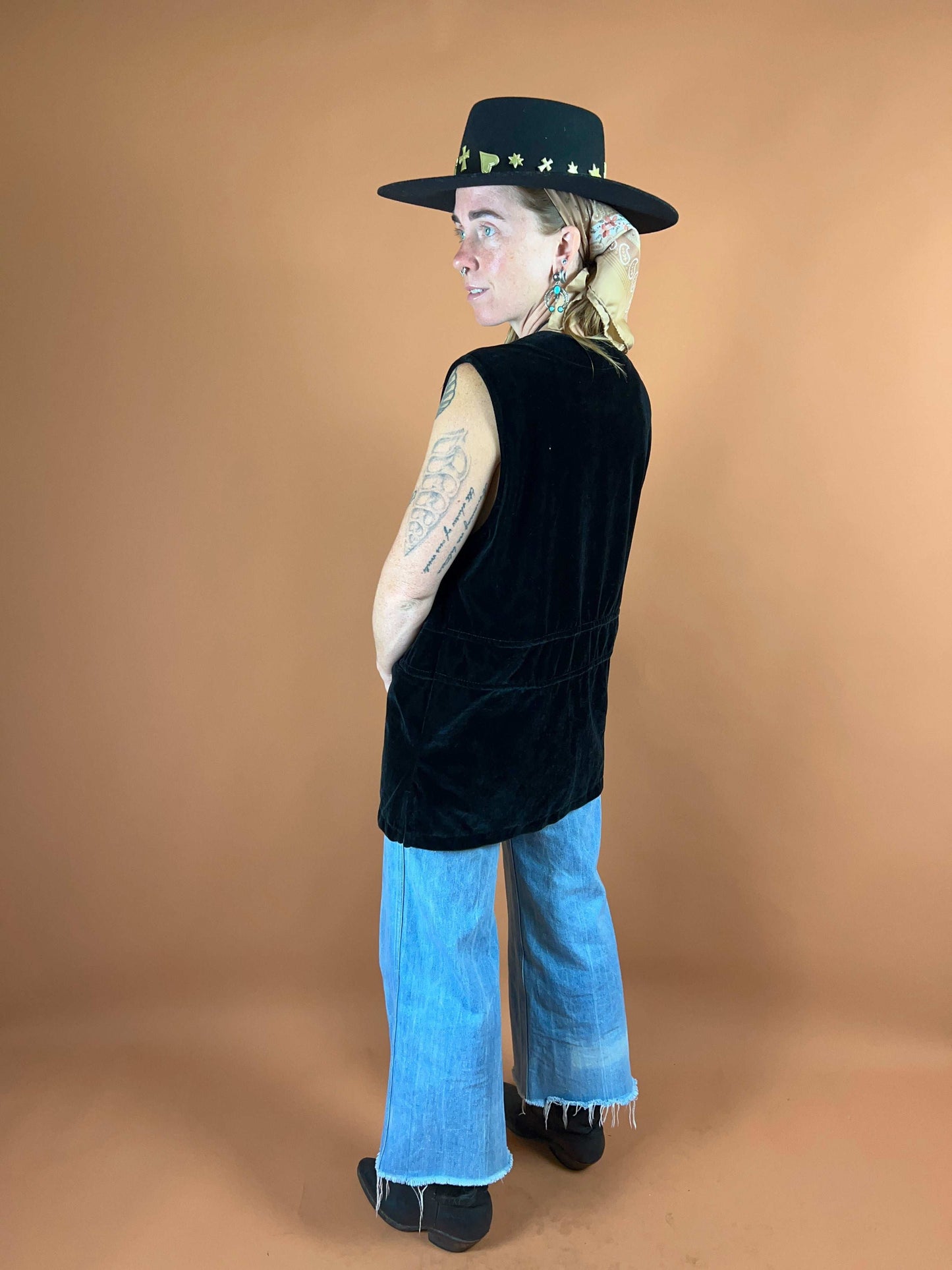 VTG 70's/80's Long Velvet Vest 12-14