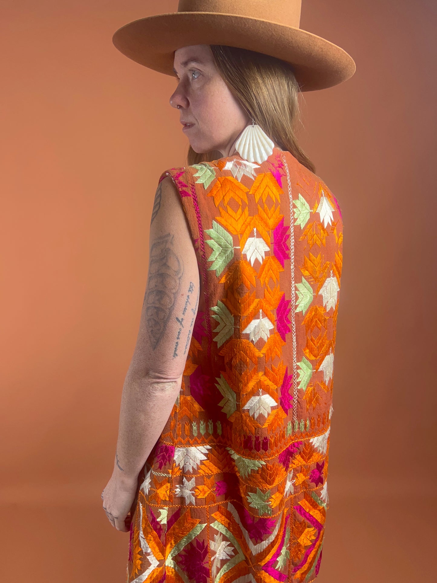 VTG 70's Indian Cotton Embroidered Vest 10-12