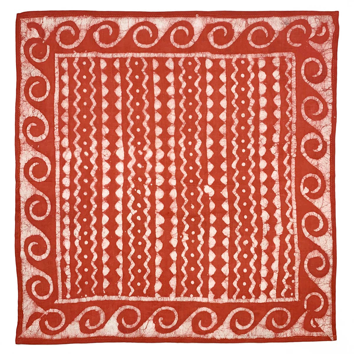 ANJU JEWELLERY Block Printed Bandana - Rust Orange Zigzag Lines and Waves