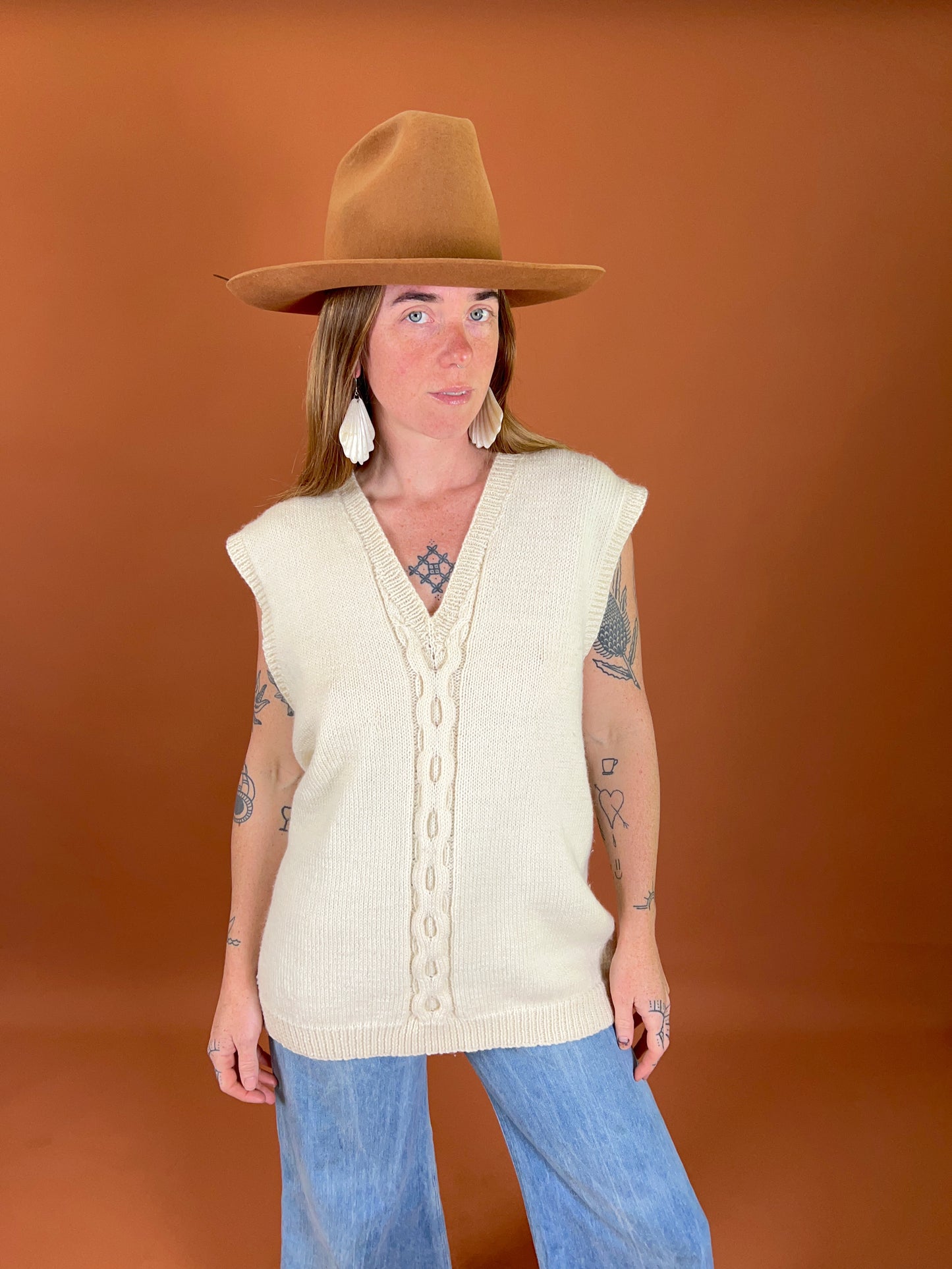 VINTAGE 80's Wool Blend Knit Vest 14