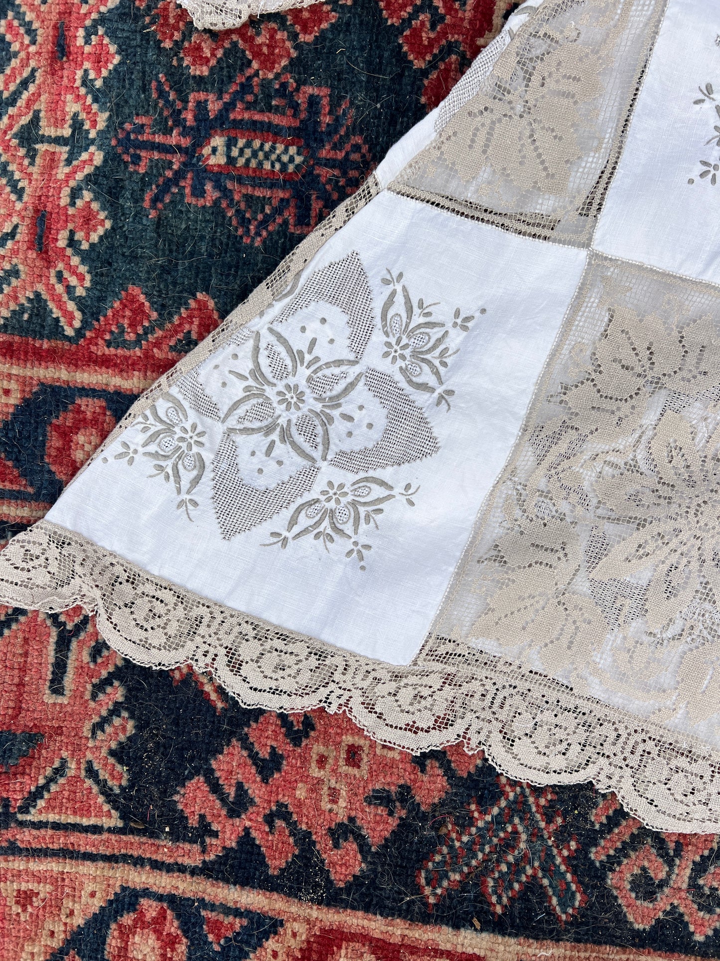 SECOND SHINE SLOW FASHION Vintage Linen & Lace Tablecloth Dress OS