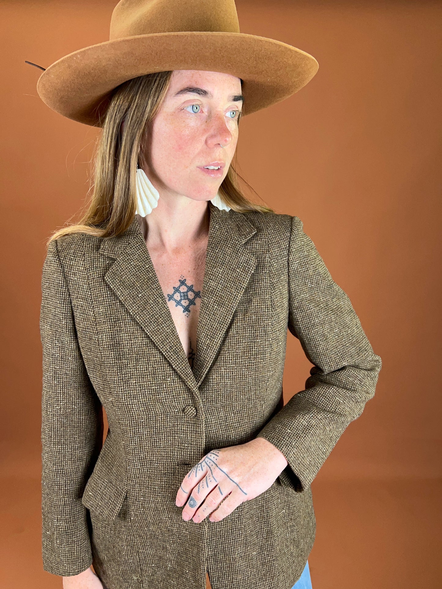 VINTAGE 70's Tweed Suit Jacket 8-10