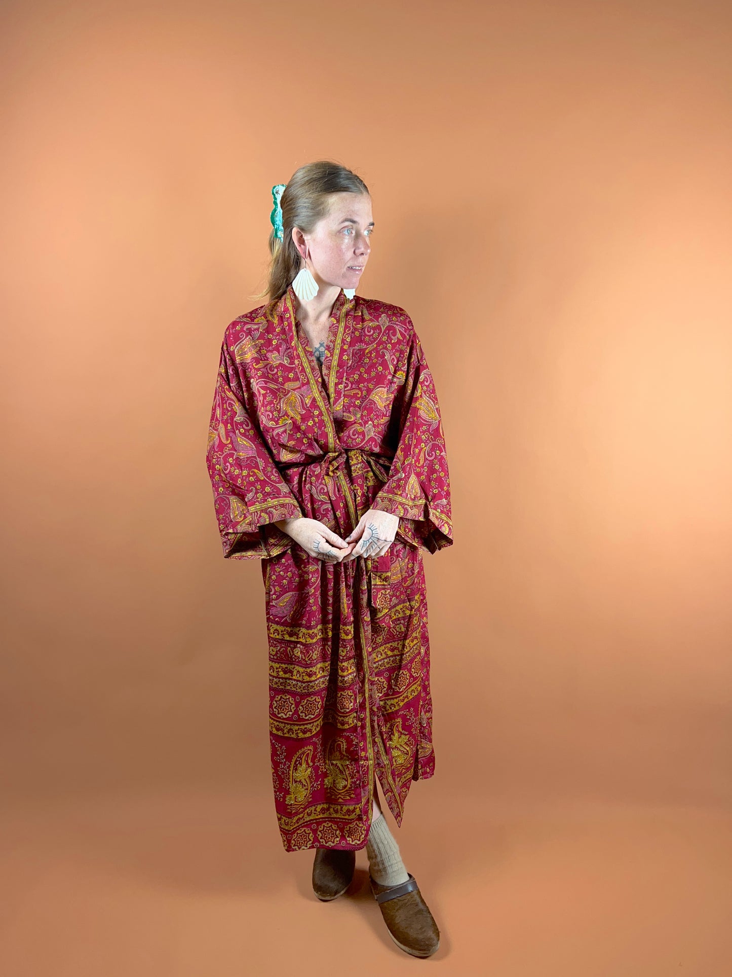 UPCYCLED Indian Silk Robe OS