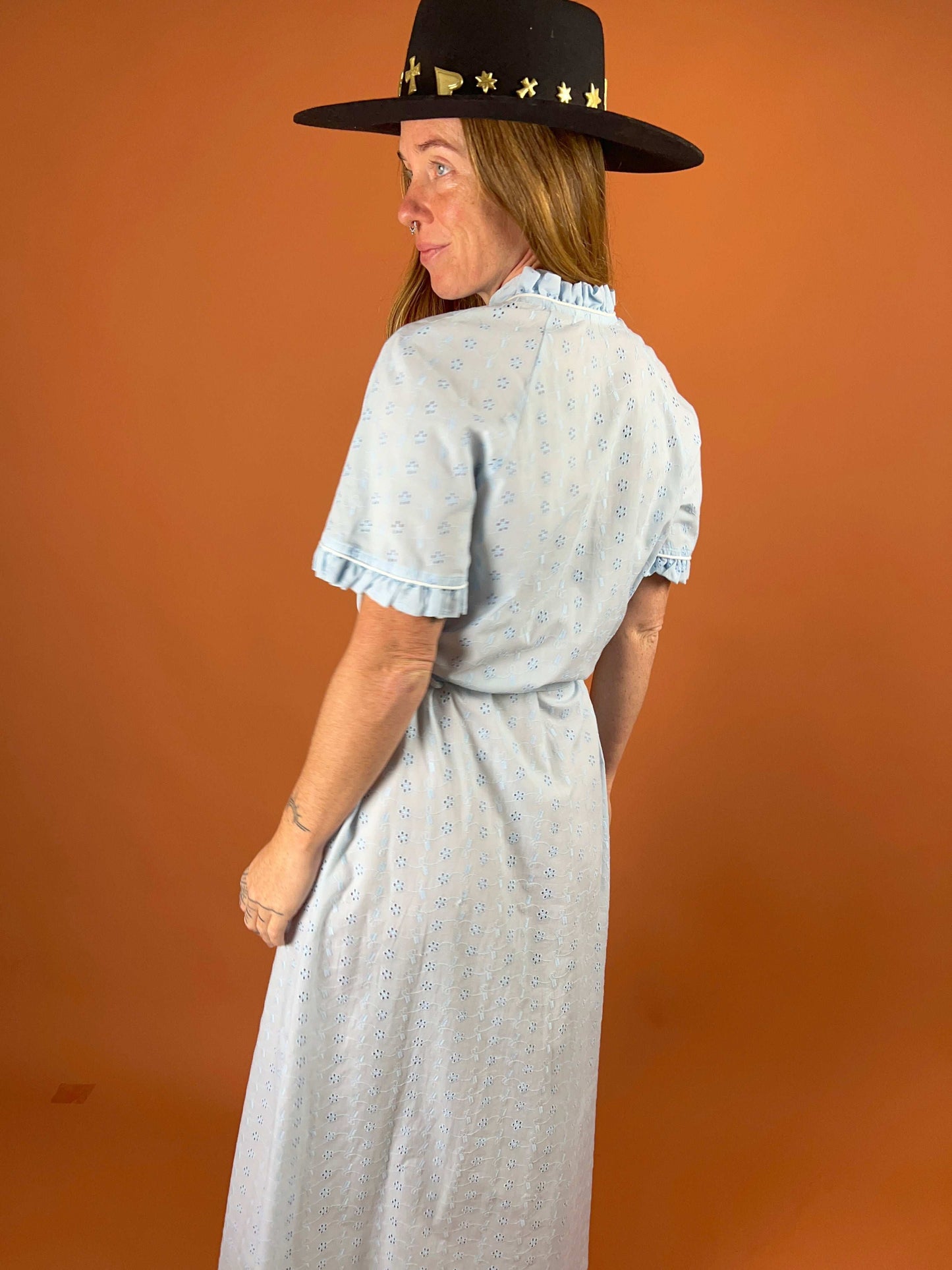 VTG 80's/90's Cotton Anglaise Maxi Dress 10