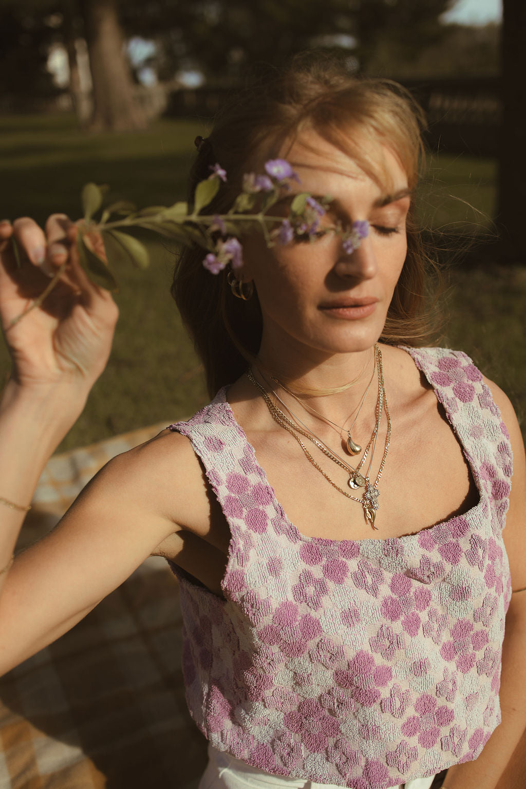 SECOND SHINE SLOW FASHION Vintage Floral Towel Up-cycled Top 6-12