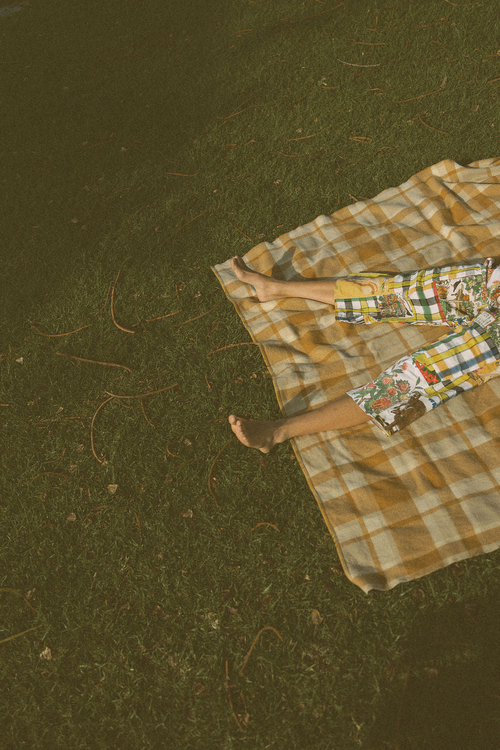 SECOND SHINE SLOW FASHION Vintage Check Tablecloth & Tea Towel Patchwork Pants 6-10