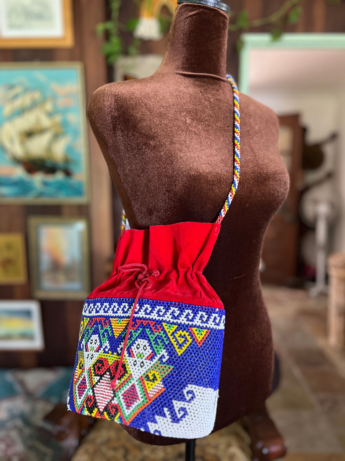 VINTAGE 80's/90's Moti Beaded & Velvet Bag