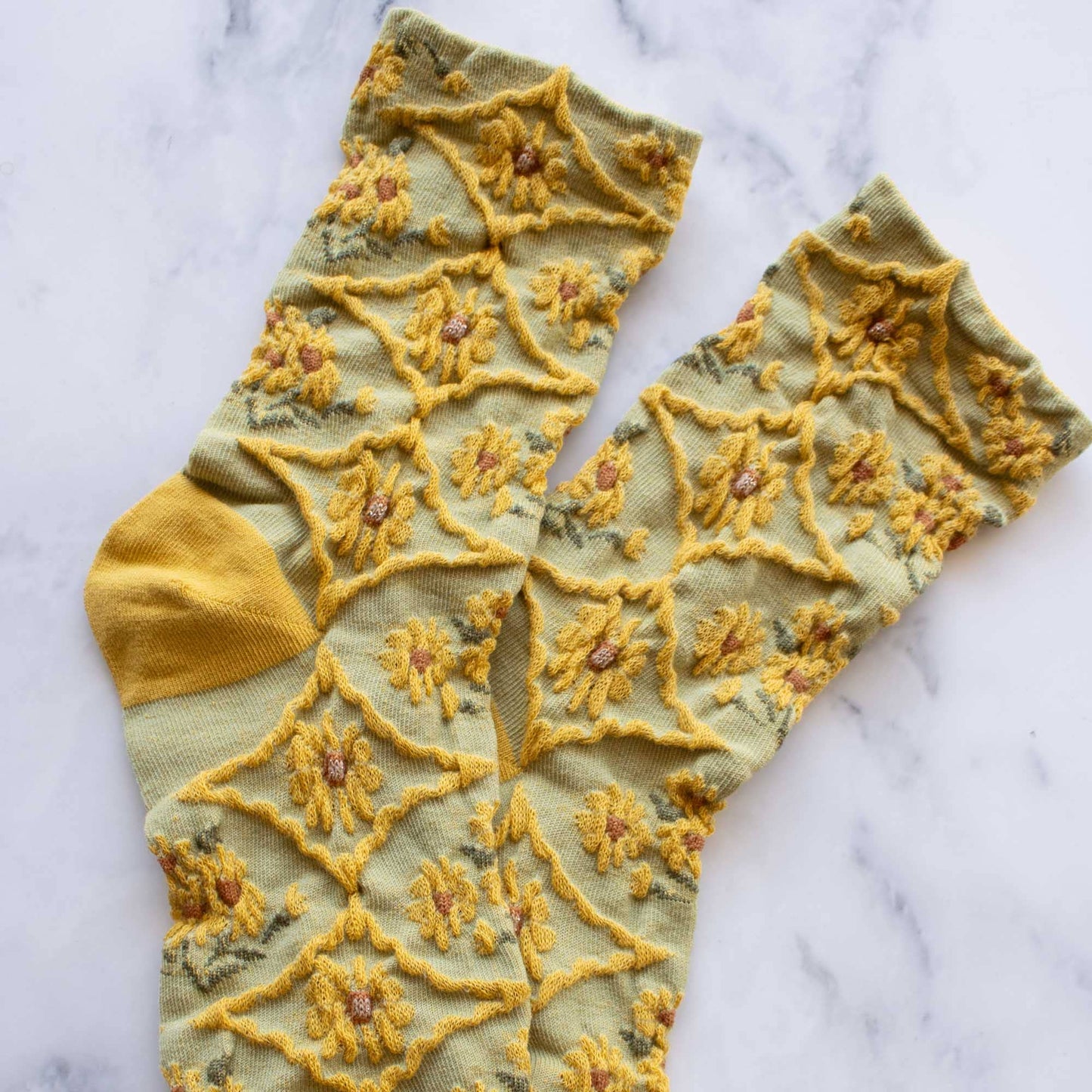TIEPOLOGY Floral Casual Socks Olive/Mustard