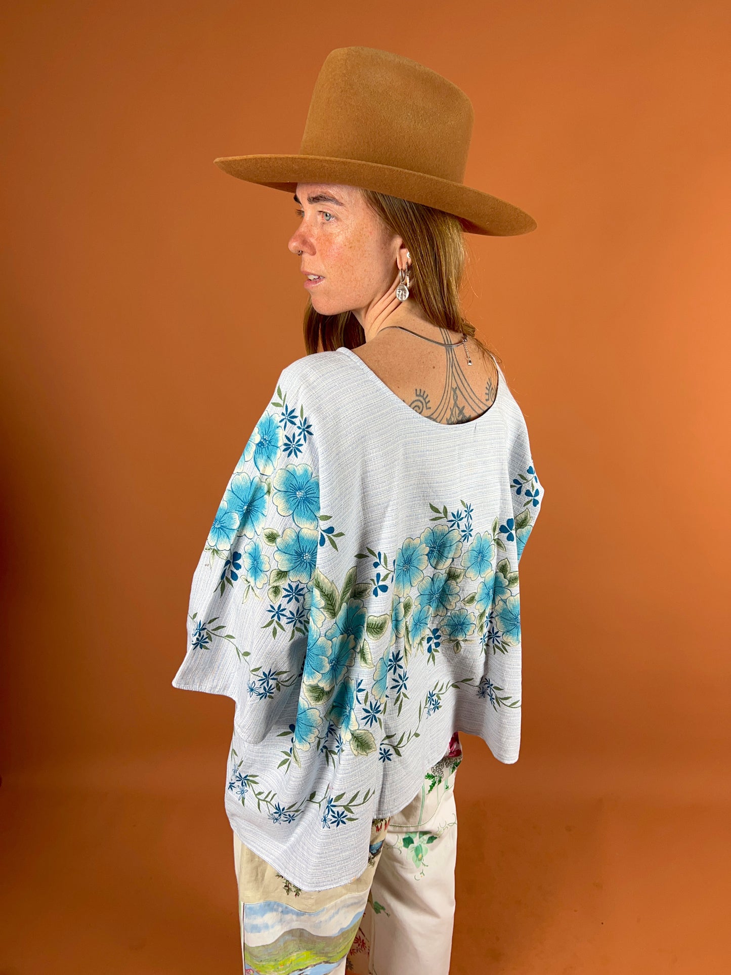 SECOND LOVE SLOW FASHION Upcycled Vintage Barkcloth Tablecloth Tunic OS
