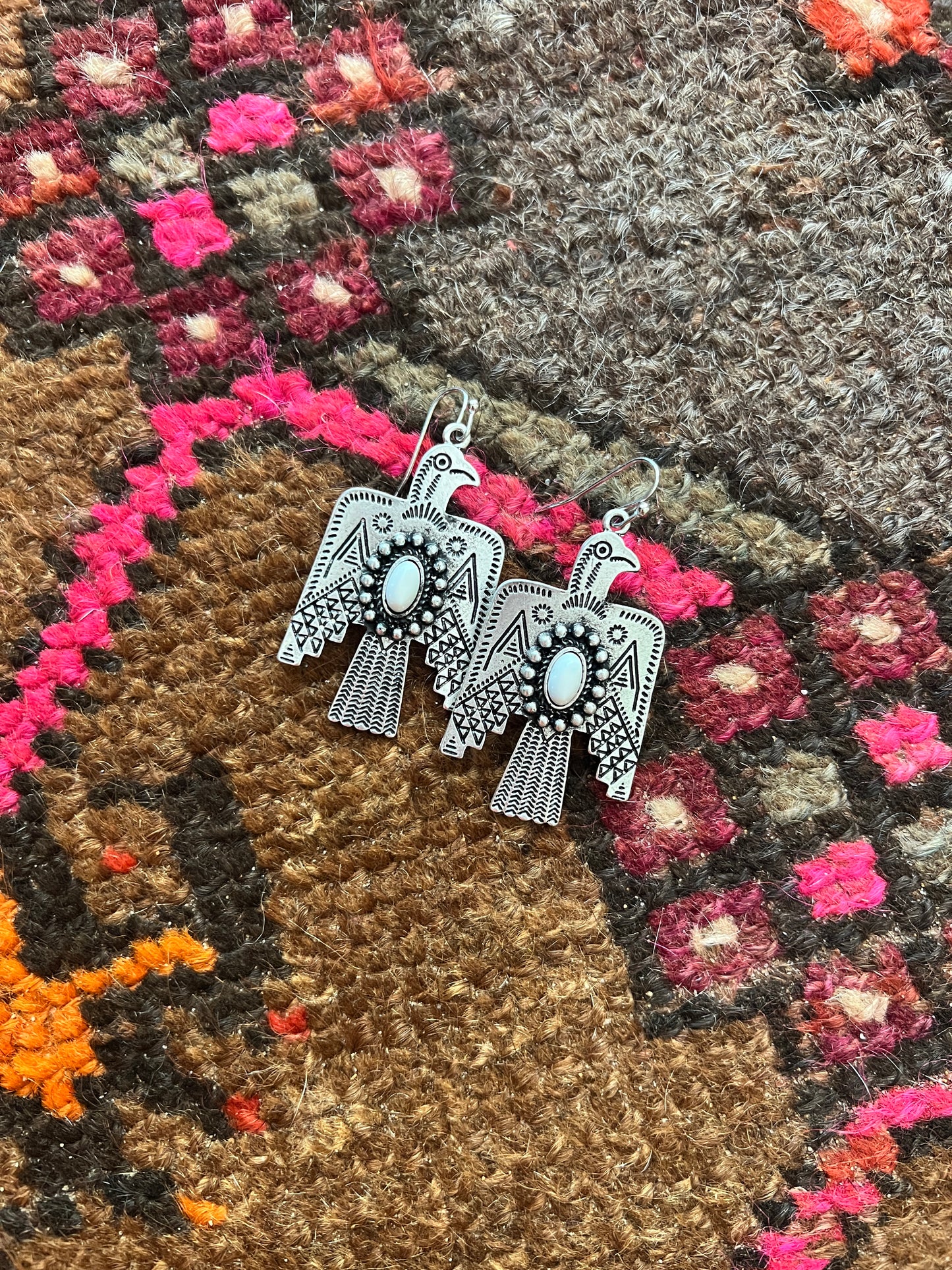 ISAC Thunderbird White Turquoise Earrings