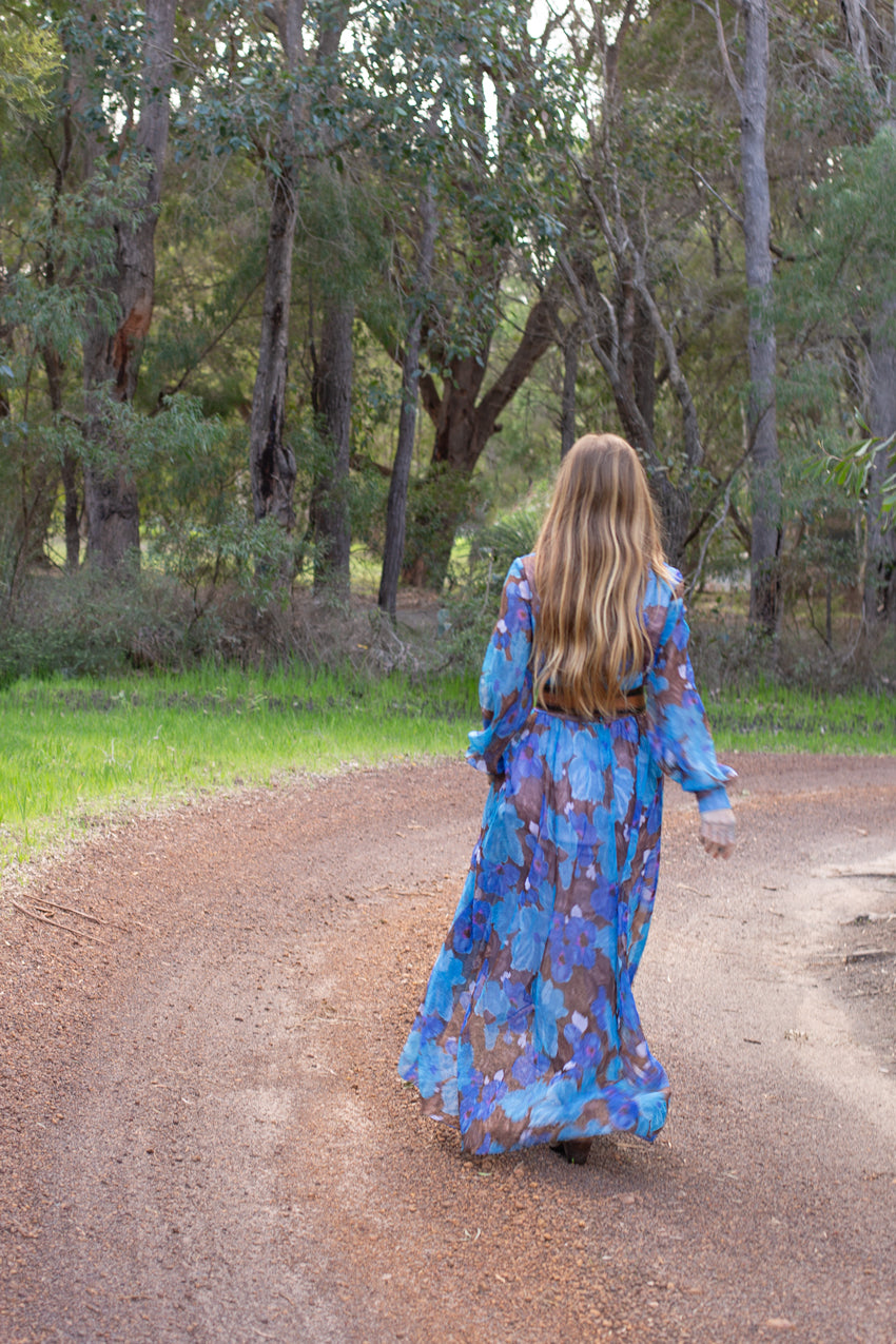 VTG 60’s Floral Maxi Dress 12-14