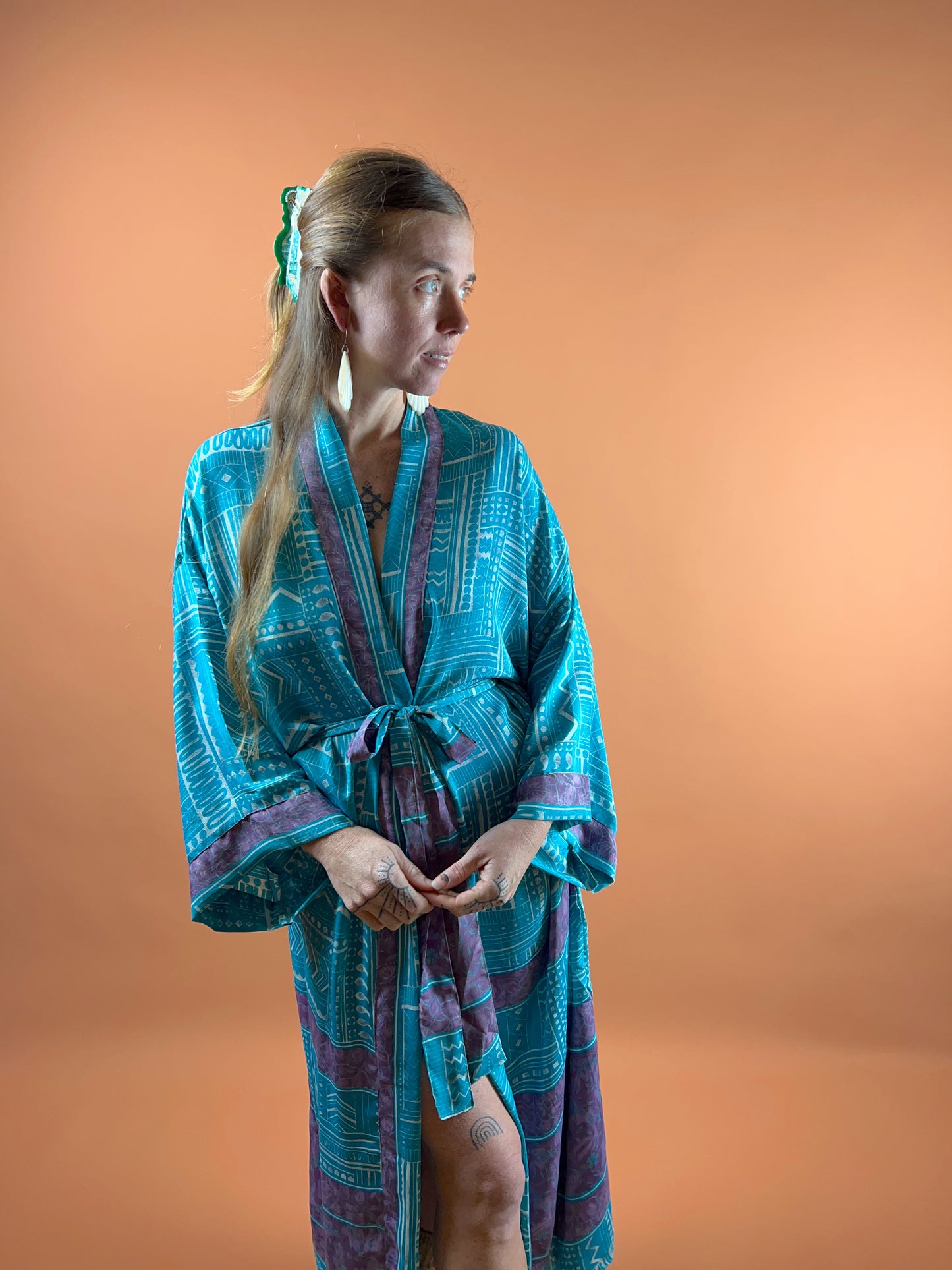 UPCYCLED Indian Silk Robe OS