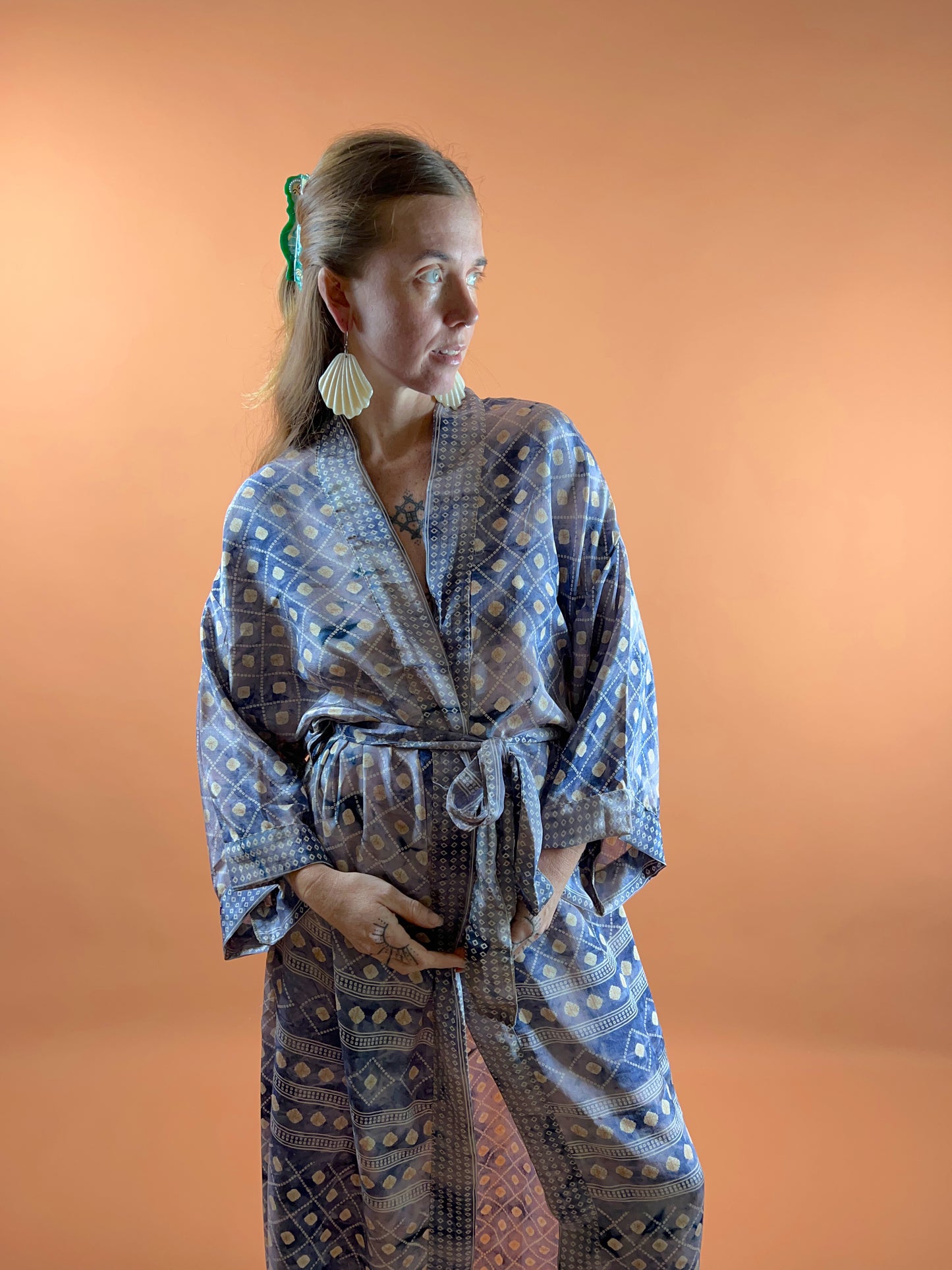 UPCYCLED Indian Silk Robe OS