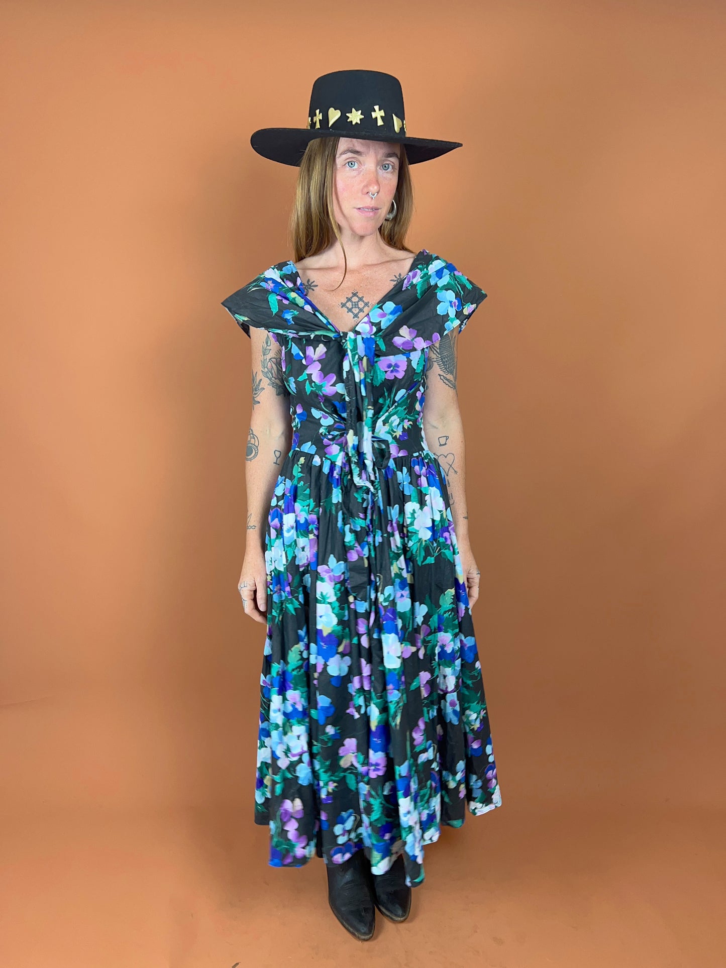 VTG 50's/60's Cotton Maxi Dress 12