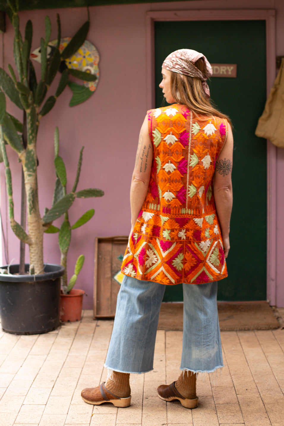 VTG 70's Indian Cotton Embroidered Vest 10-12