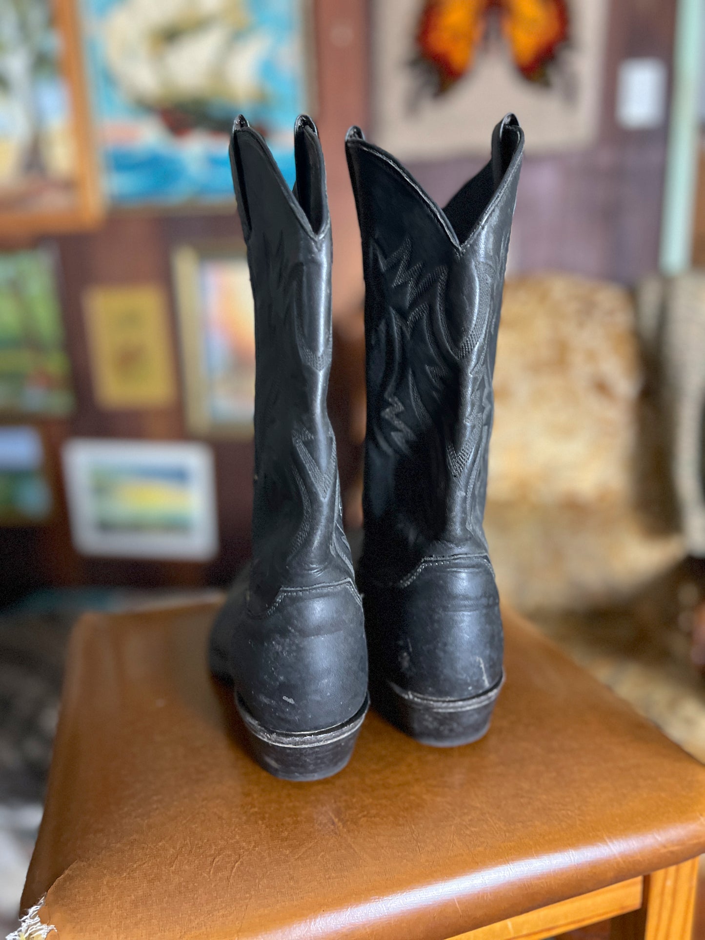 VINTAGE 70's Leather Cowboy Boots 8/38.5