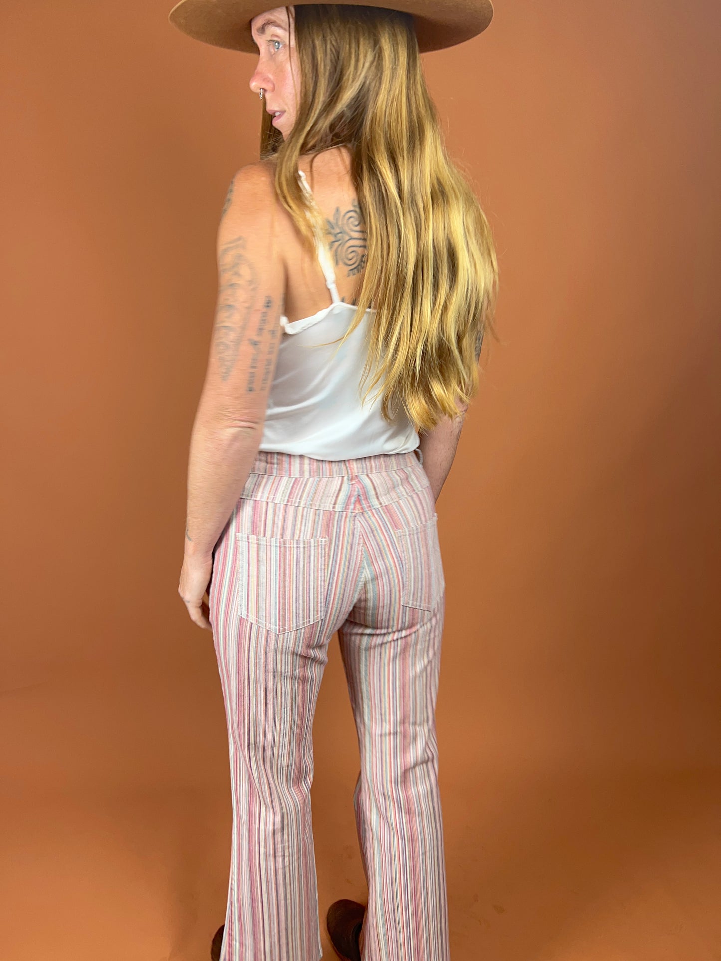 VTG Y2K High Waist Bootcut Stripe Jeans 12