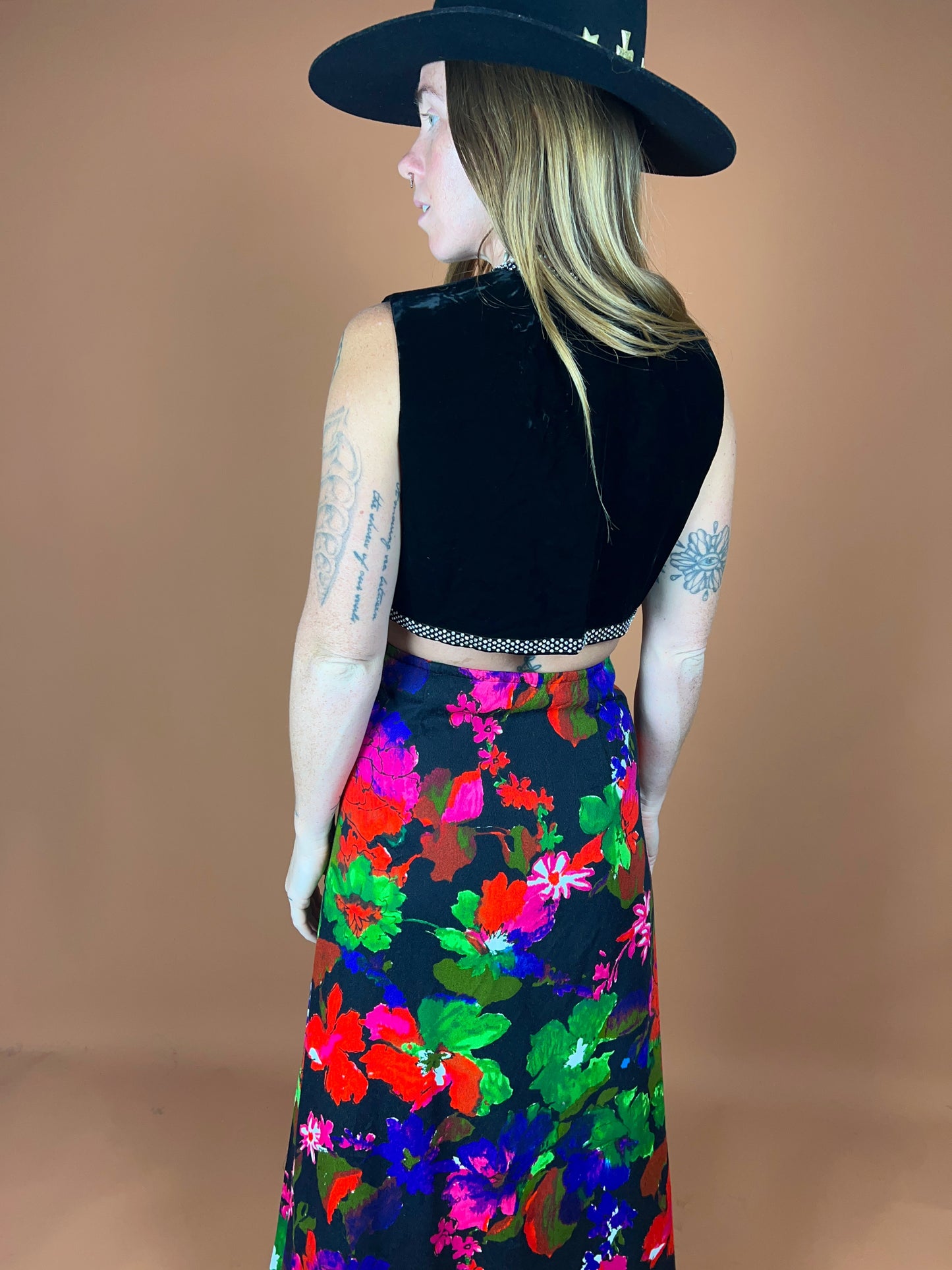 VTG 60's Floral Handmade Maxi Skirt 14