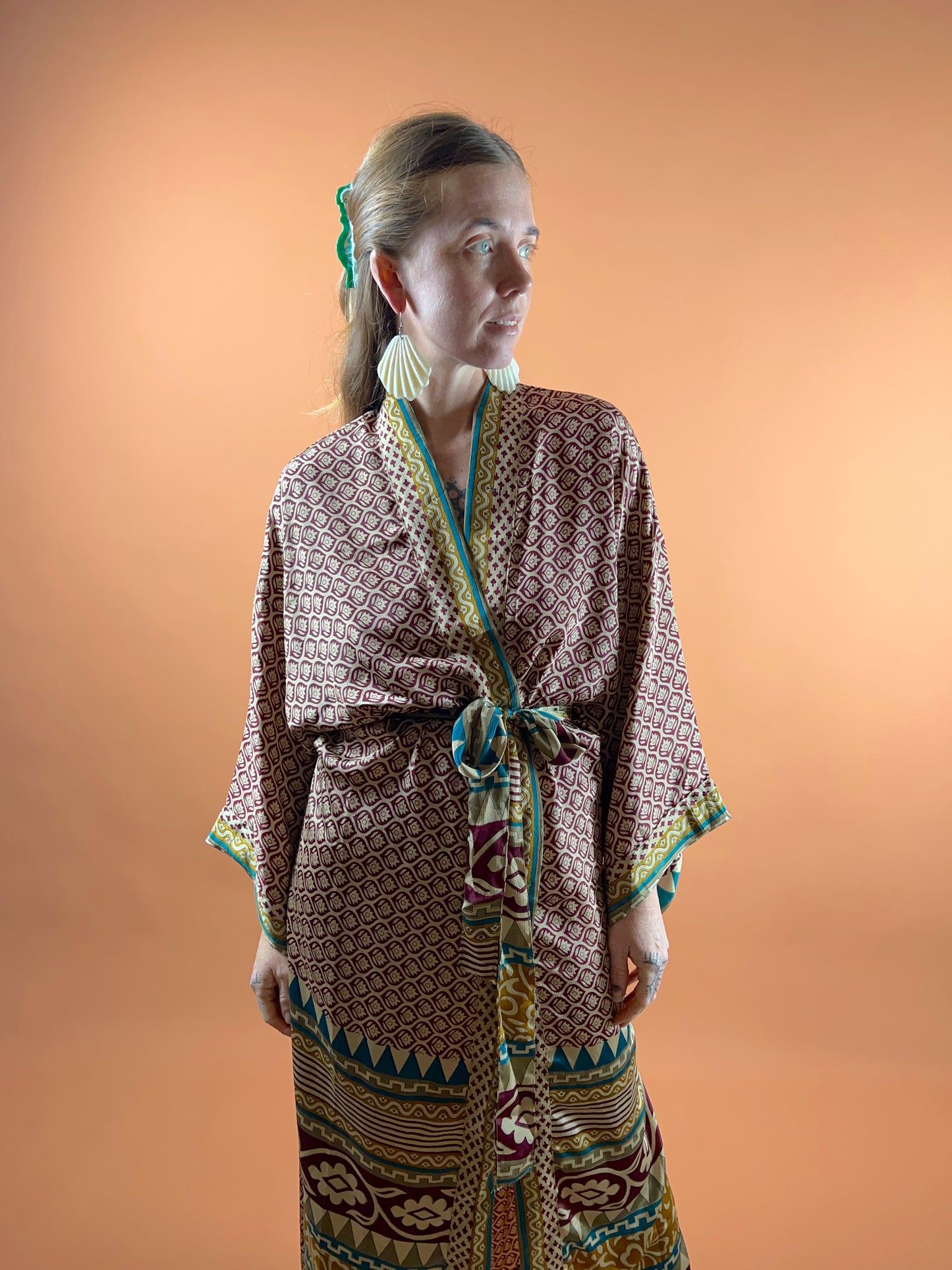 UPCYCLED Indian Silk Robe OS