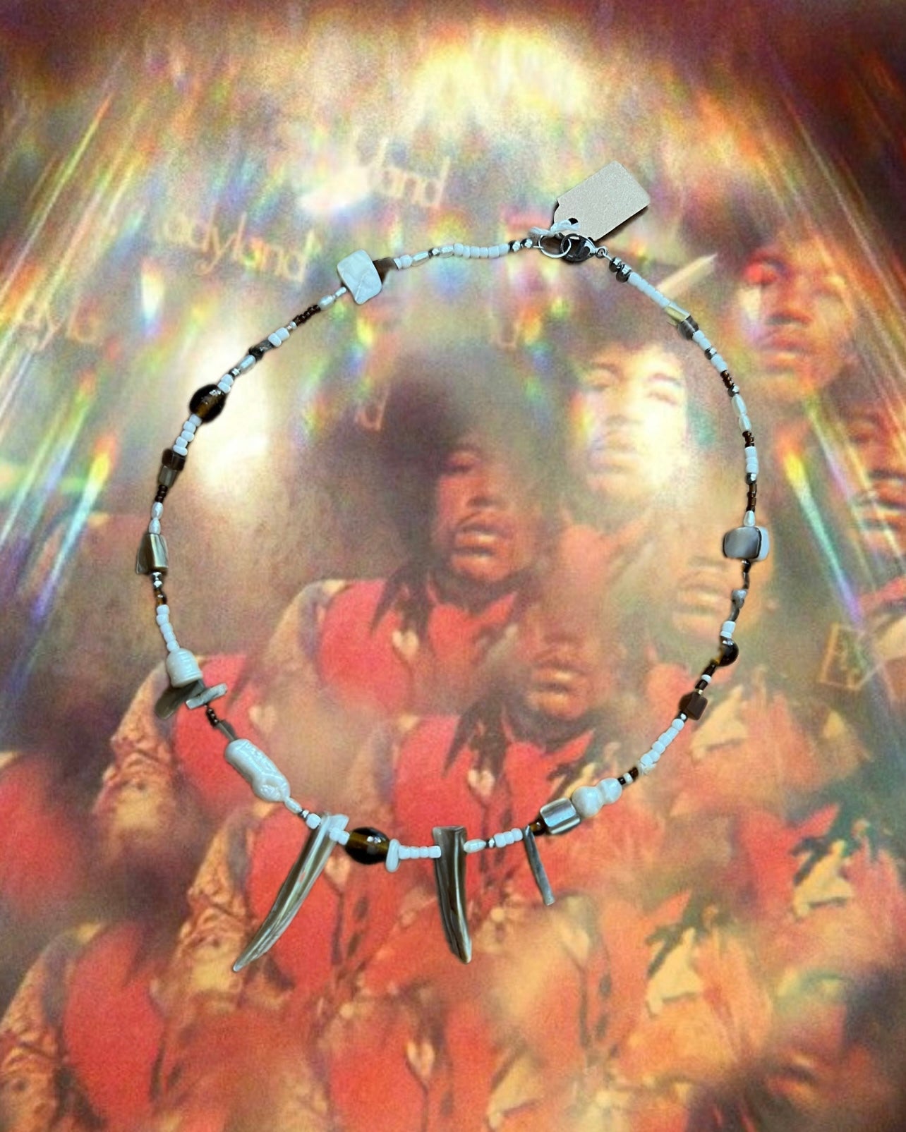 BEADED SUNRAYS Mother Of Pearl Necklace 18 Inch