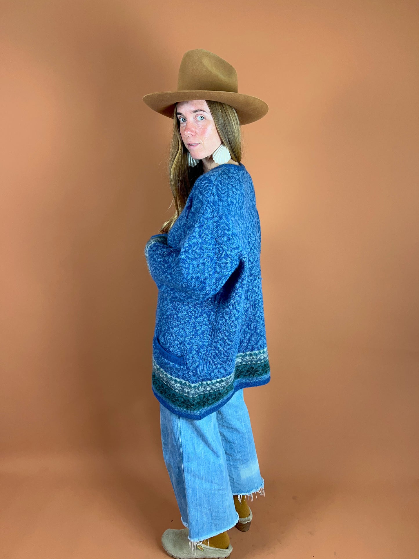 VINTAGE 60's/70's Wool Knit Norwegian Cardigan 14-16