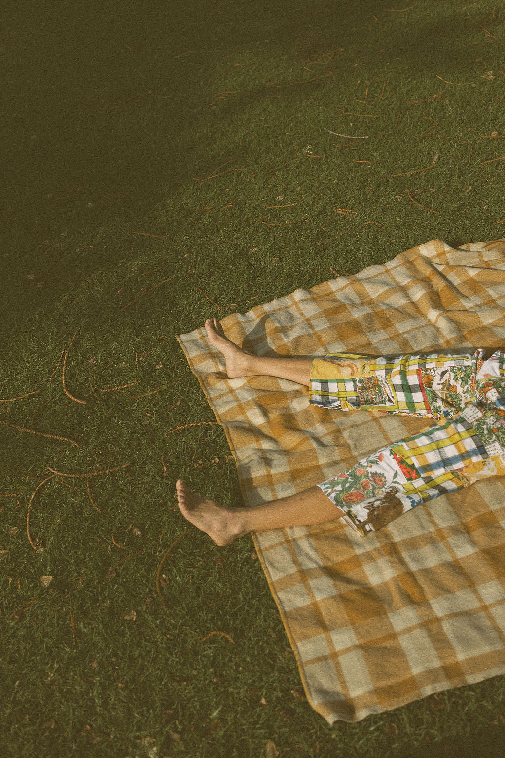 SECOND SHINE SLOW FASHION Vintage Check Tablecloth & Tea Towel Patchwork Pants 6-10