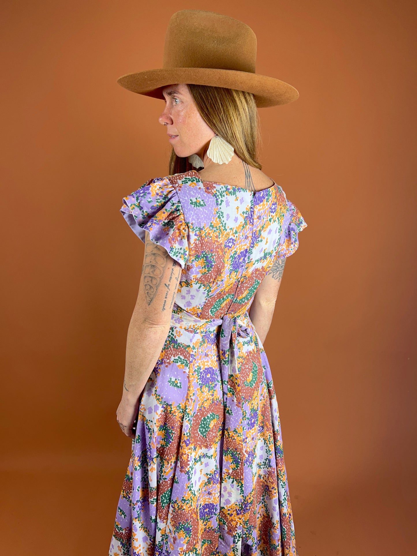 VINTAGE 60's Cotton Floral Prairie Maxi Dress 10