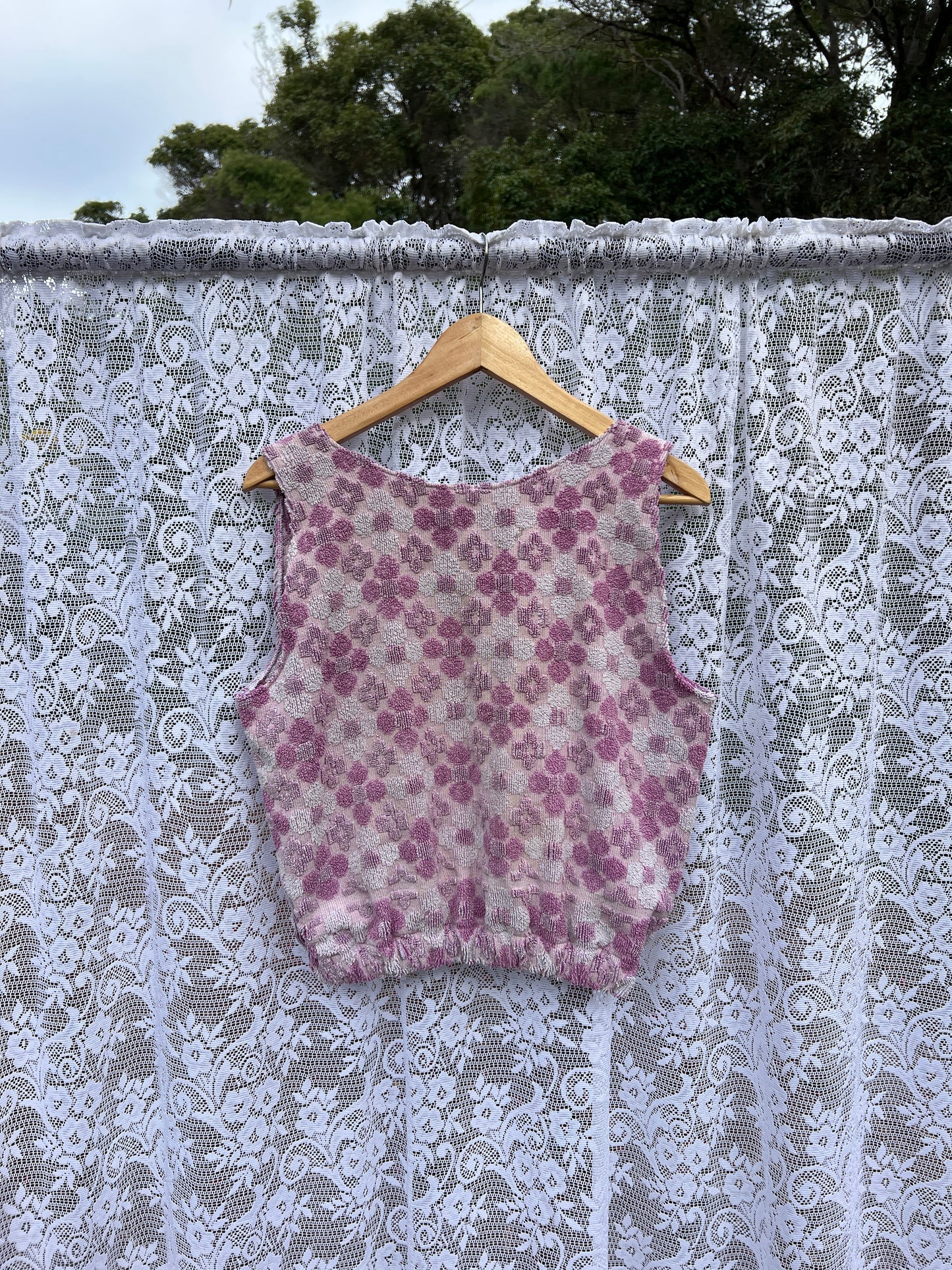 SECOND SHINE SLOW FASHION Vintage Floral Towel Up-cycled Top 6-12