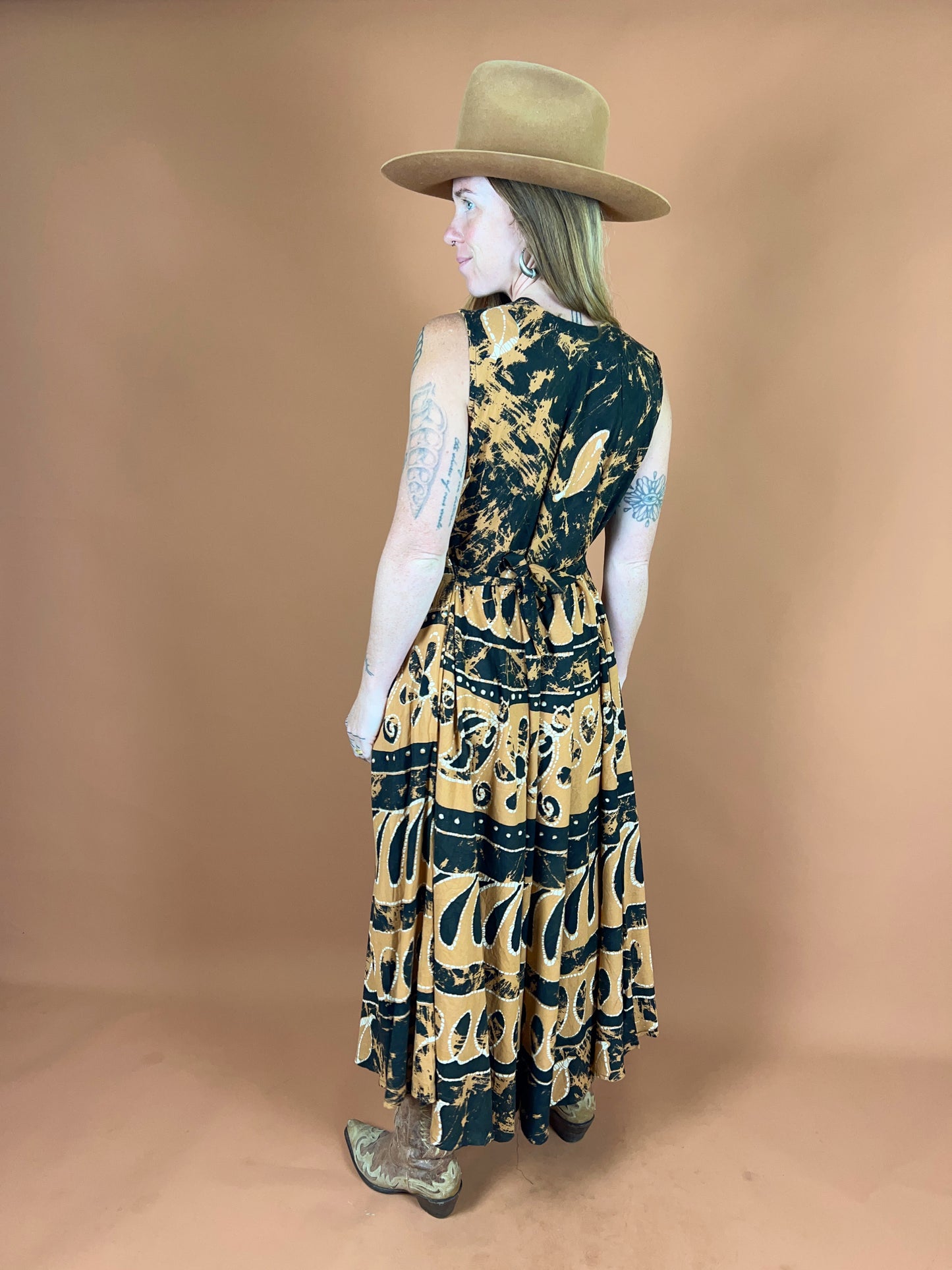 VINTAGE 70's Paisley Print Maxi Dress 14-16