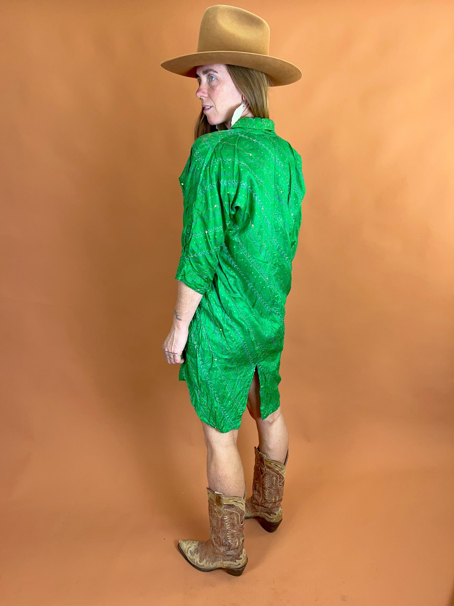 VINTAGE 60’s Silk Embroidered Tunic Dress 12