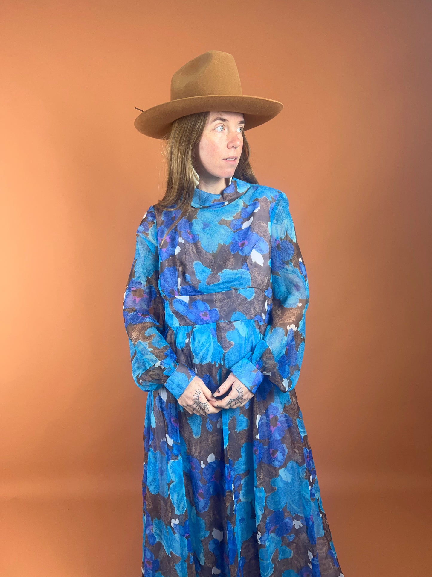 VTG 60’s Floral Maxi Dress 12-14