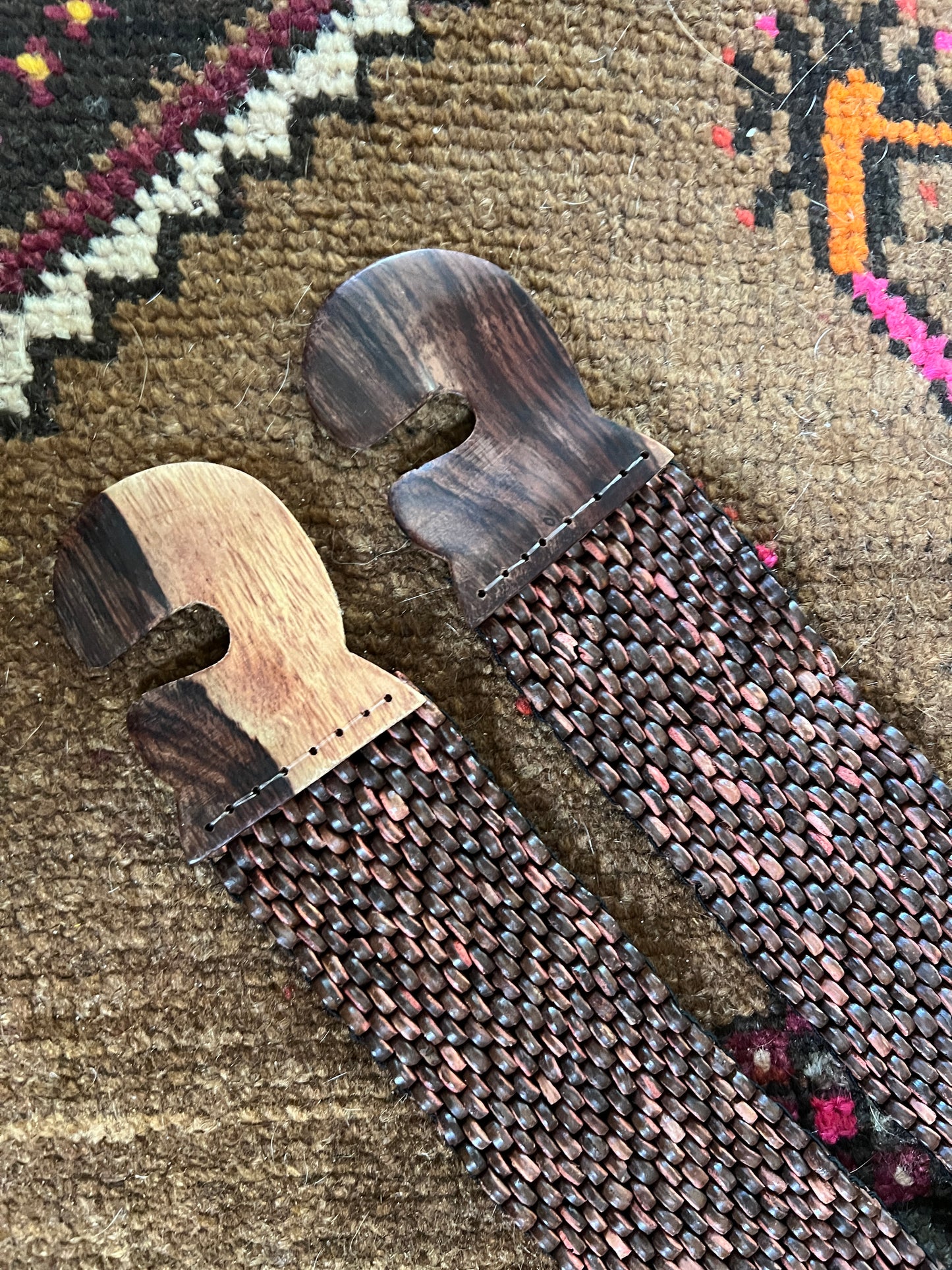 VINTAGE 70's Wooden Bead Stretch Belt 10-12