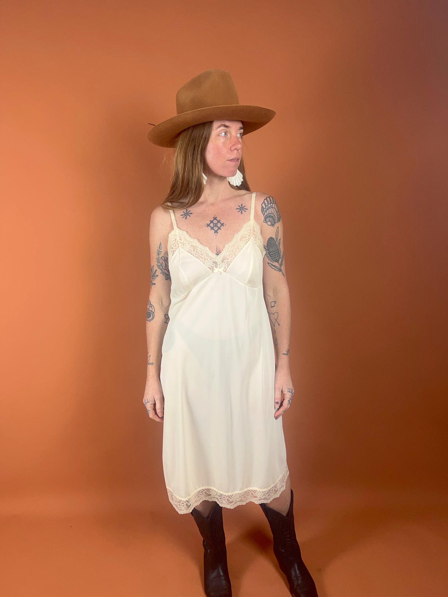 VTG 70’s Cream Australian Made Slip Dress 12