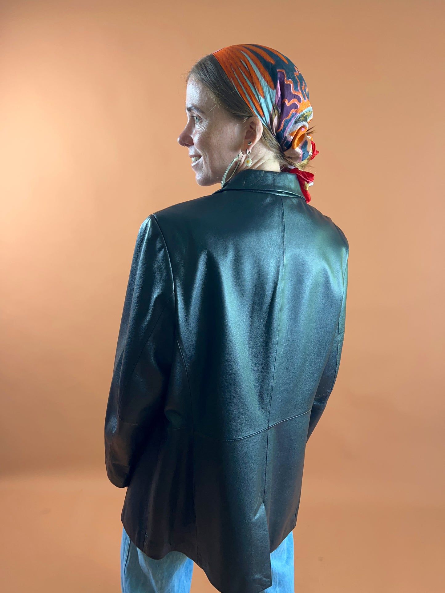 VINTAGE 80's/90's Long Leather Jacket 14-16