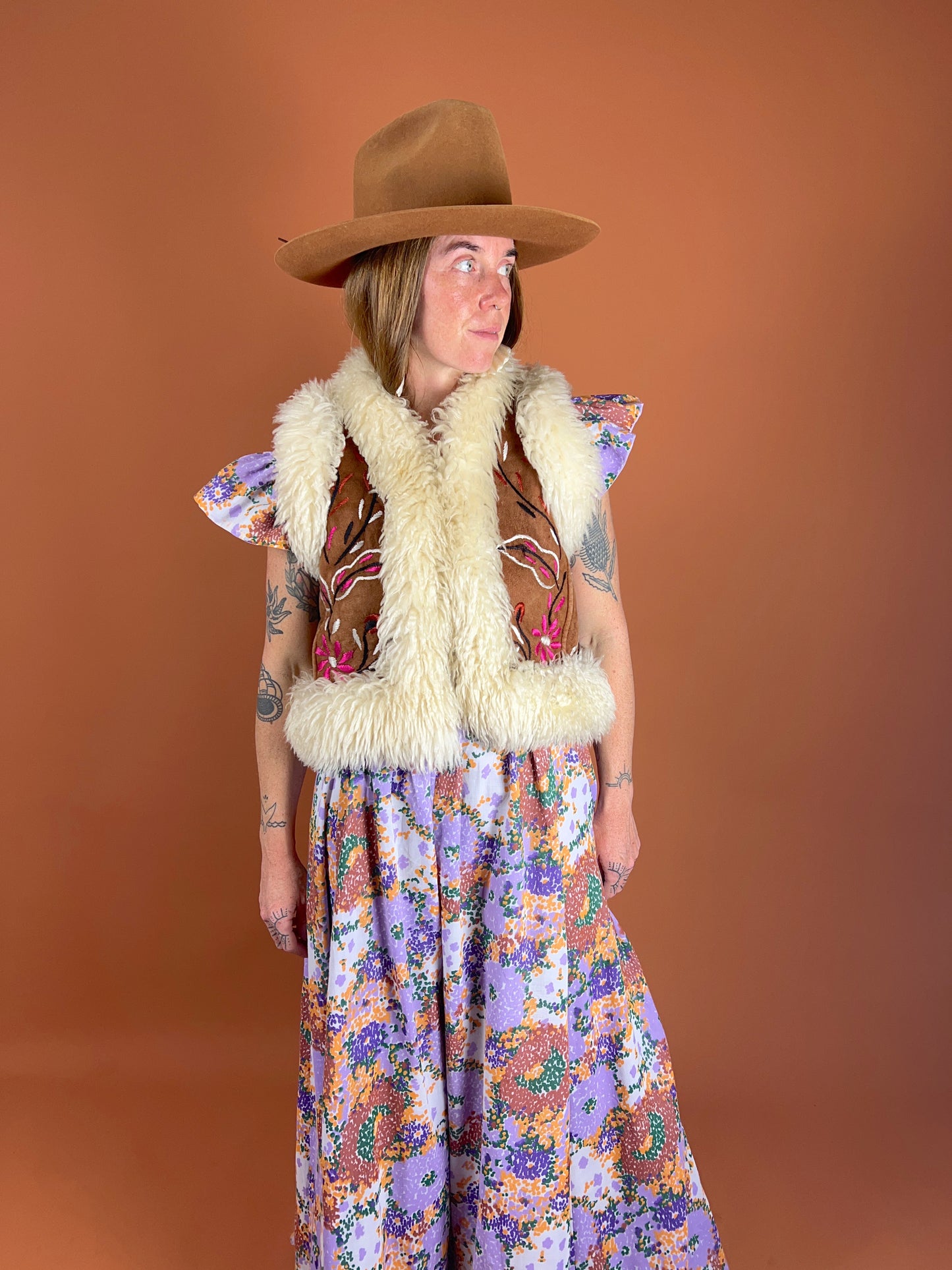 VINTAGE 60's Cotton Floral Prairie Maxi Dress 10