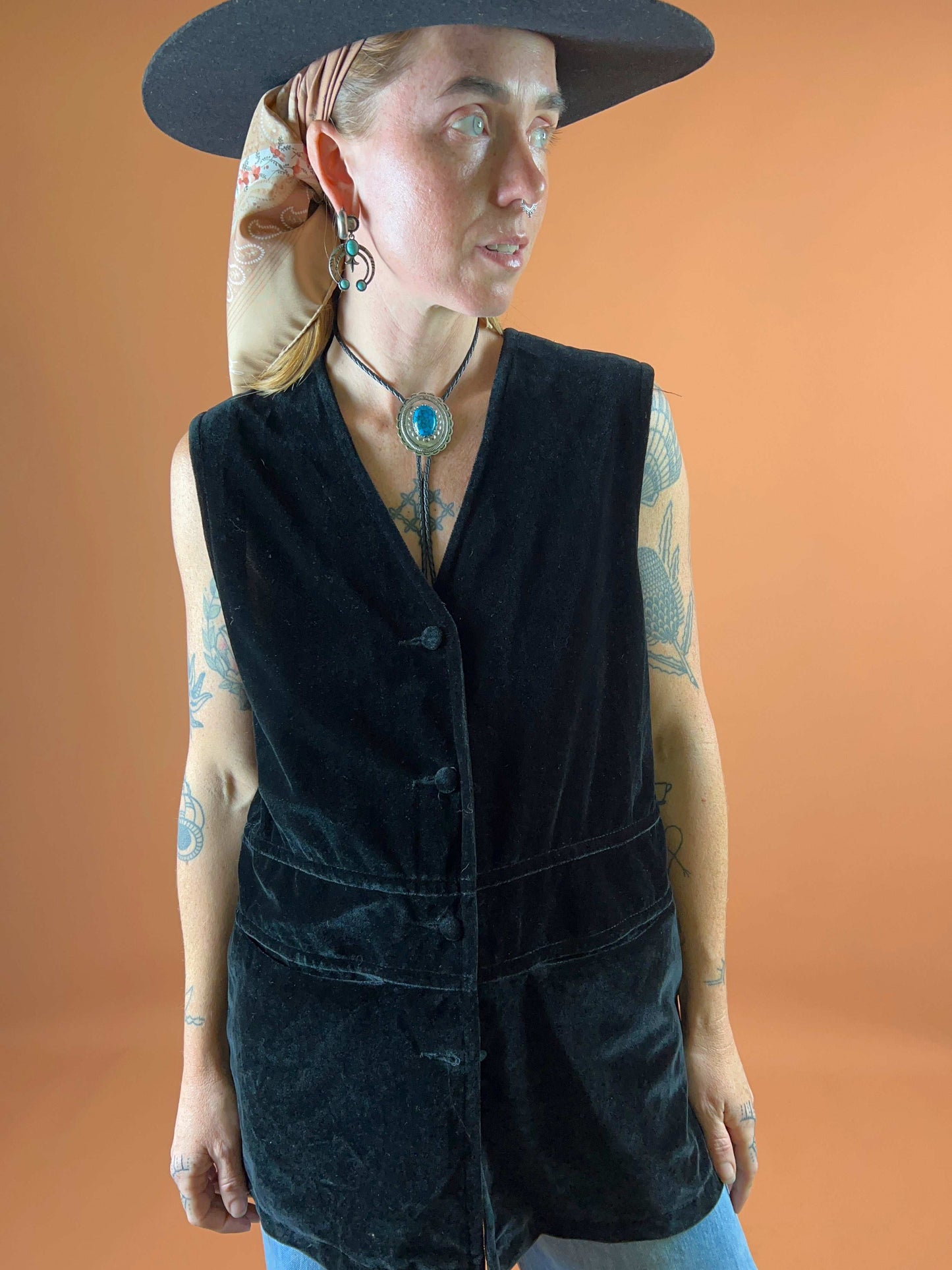 VTG 70's/80's Long Velvet Vest 12-14