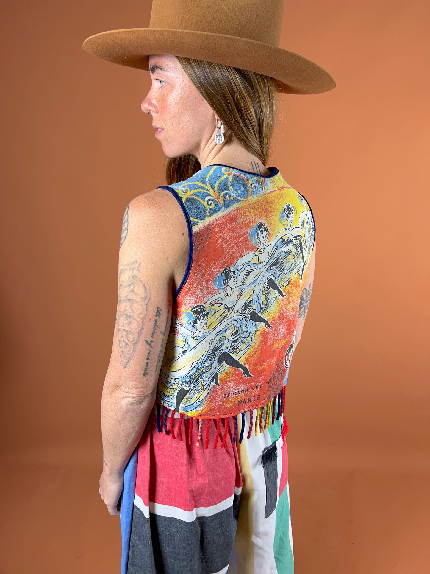 SECOND LOVE SLOW FASHION Vintage Reversible Wool Blanket & Teatowel Tie Front Vest 10-12