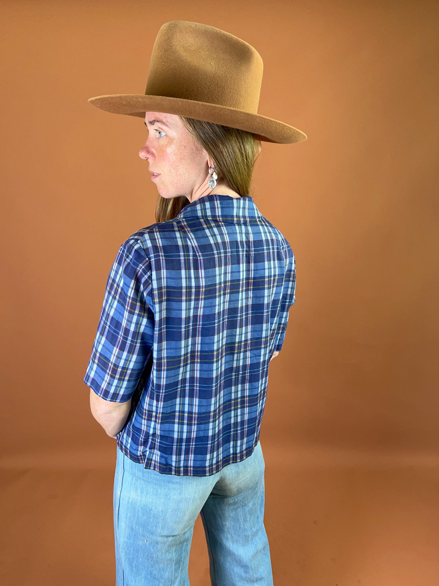 VINTAGE 60's Cotton Plaid Shirt 10-12